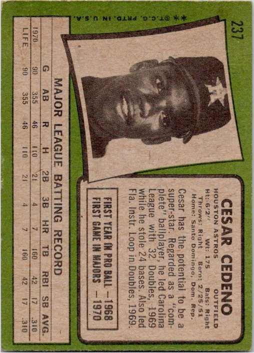 1971 Topps #237 Cesar Cedeno