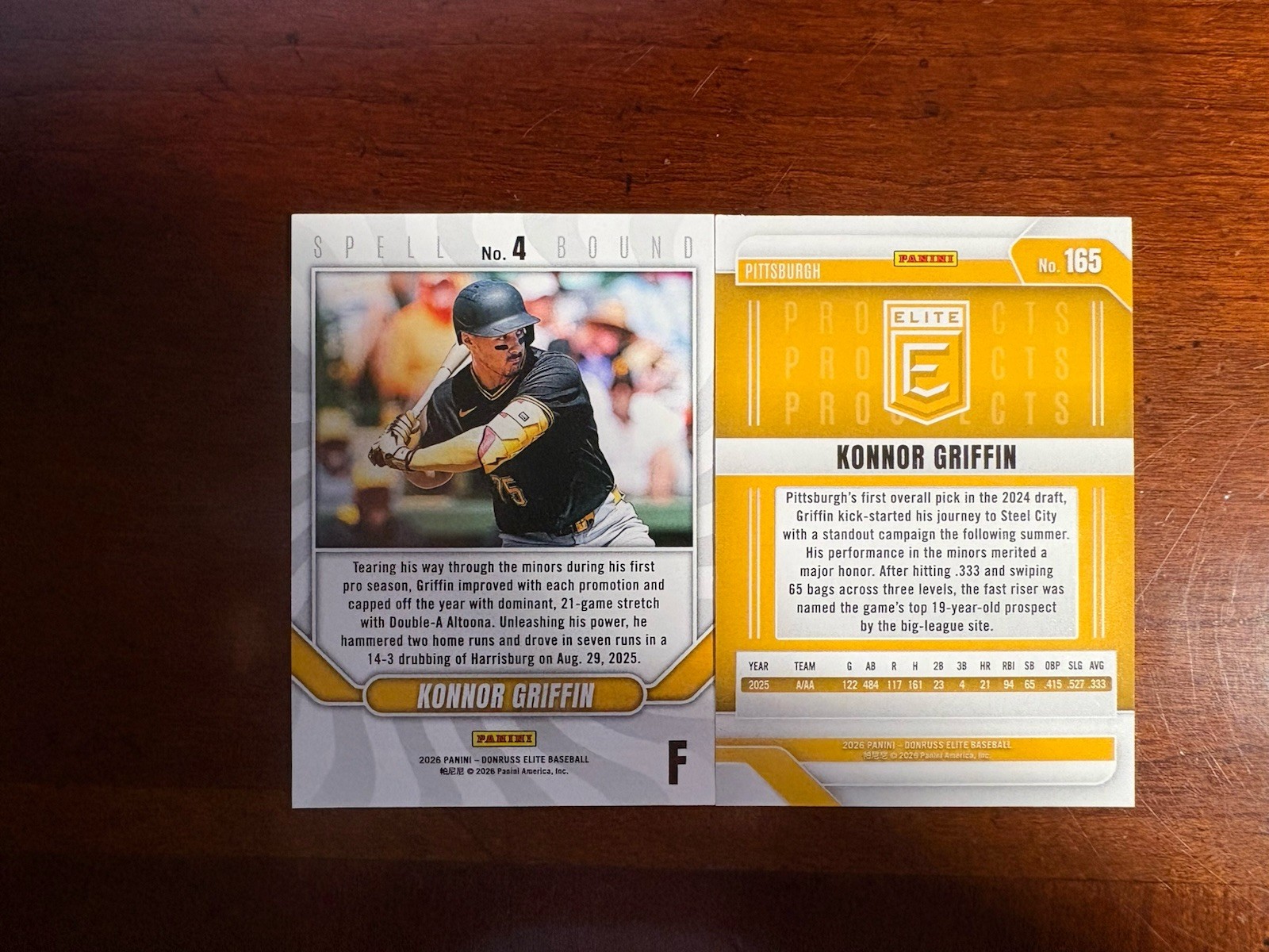 2026 Panini Donruss Elite SpellBound “F” & Base Konnor Griffin Lot (2)