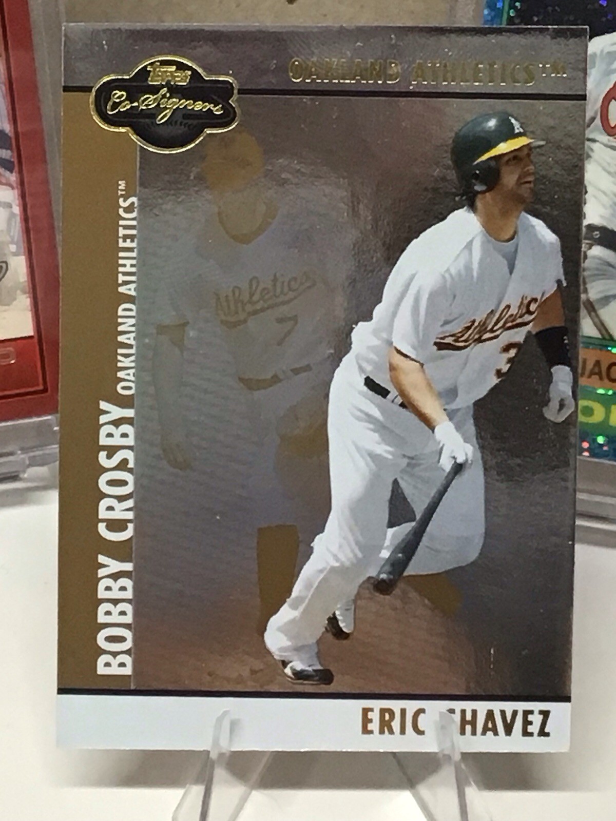 2008 Topps Co-Signers Eric Chavez, Bobby. Crosby #’d 096/150 Silver/Gold #088