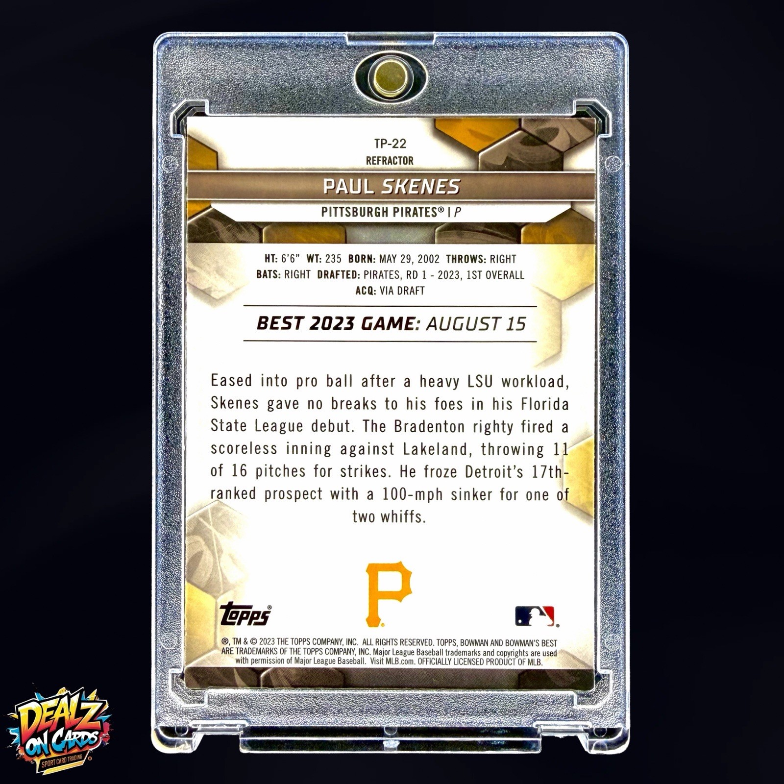 2023 Bowman’s Best Paul Skenes Top Prospects Rookie Refractor (RC) TP-22 Pirates