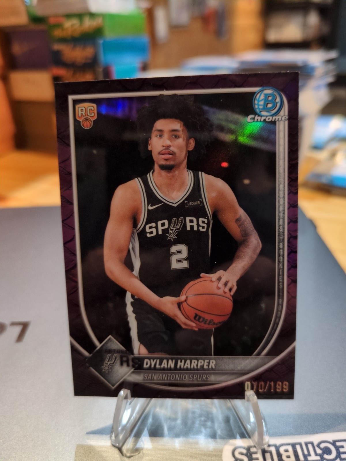 Topps 2025-26 Bowman Chrome Dylan Harper Reptilian Fuchsia Refractor /199 #BCV-2