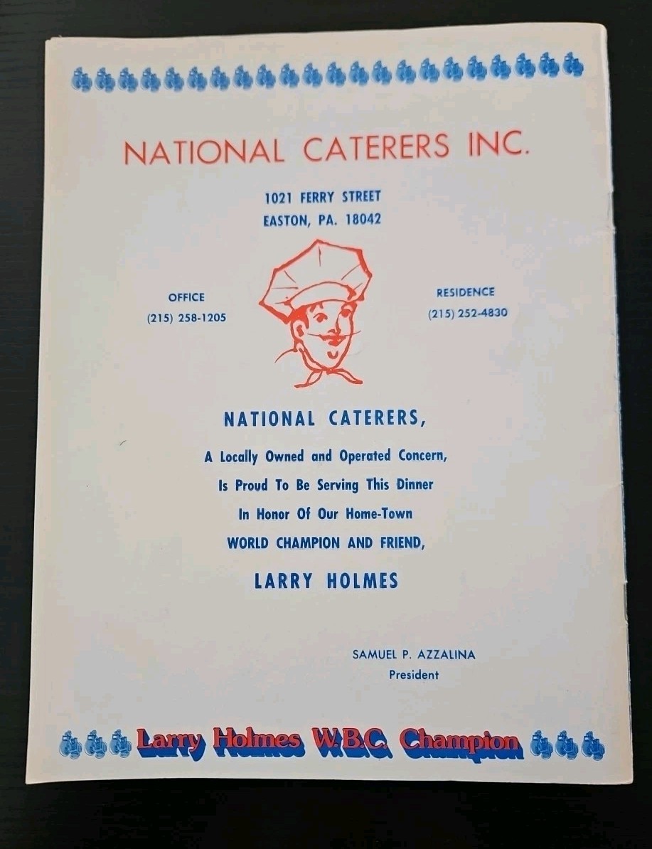 1978 Vintage LARRY HOLMES Auto Program Promo Brochure With Auto Of MUHAMMAD ALI