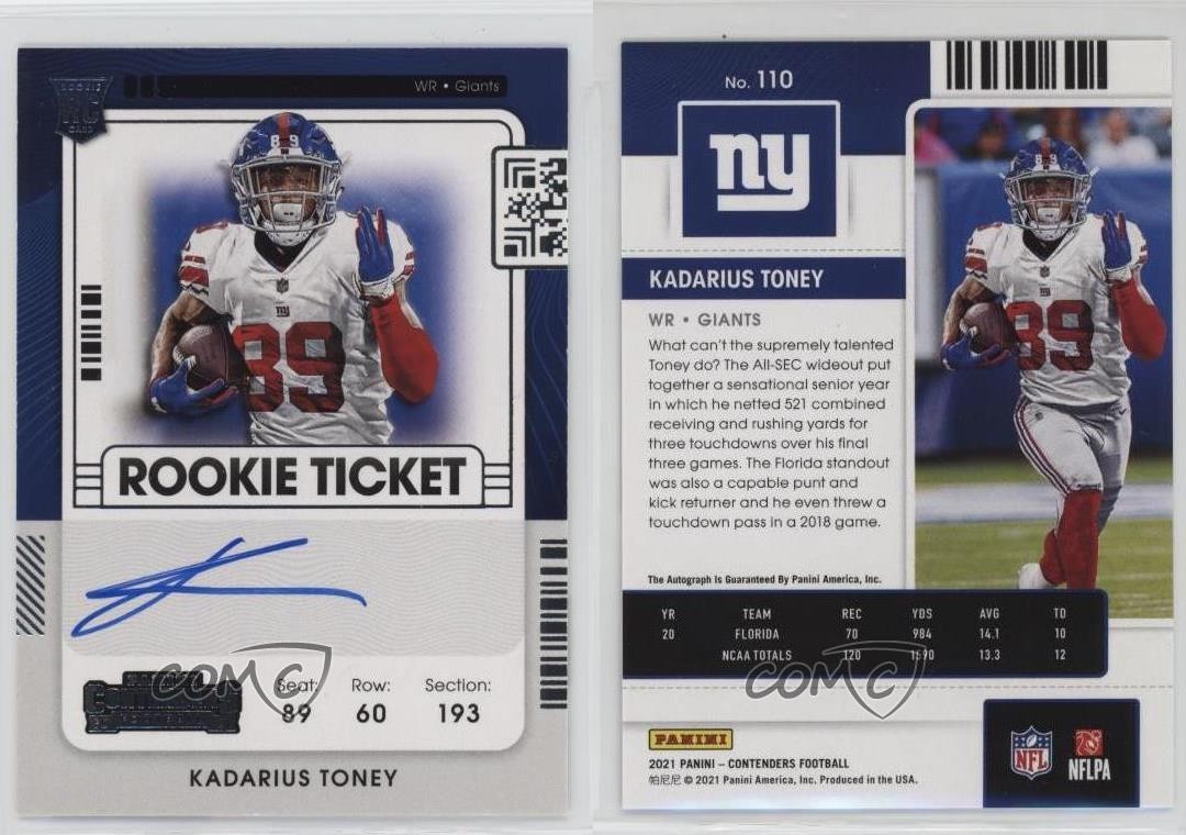 2021 Panini Contenders Ticket RPS Kadarius Toney #110 Rookie Auto RC 1o4j