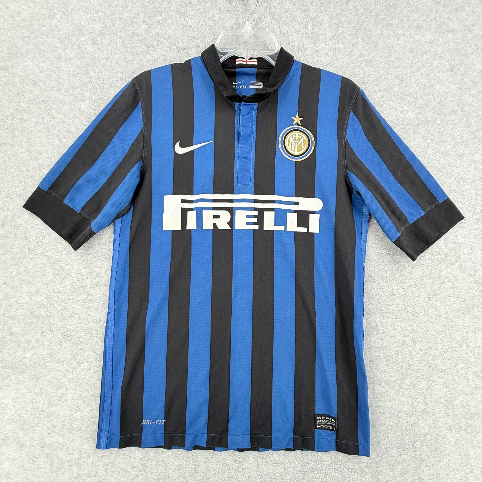 Nike Pirelli Inter Milan Football Soccer Jersey Small Italy Collar Blue Stripe