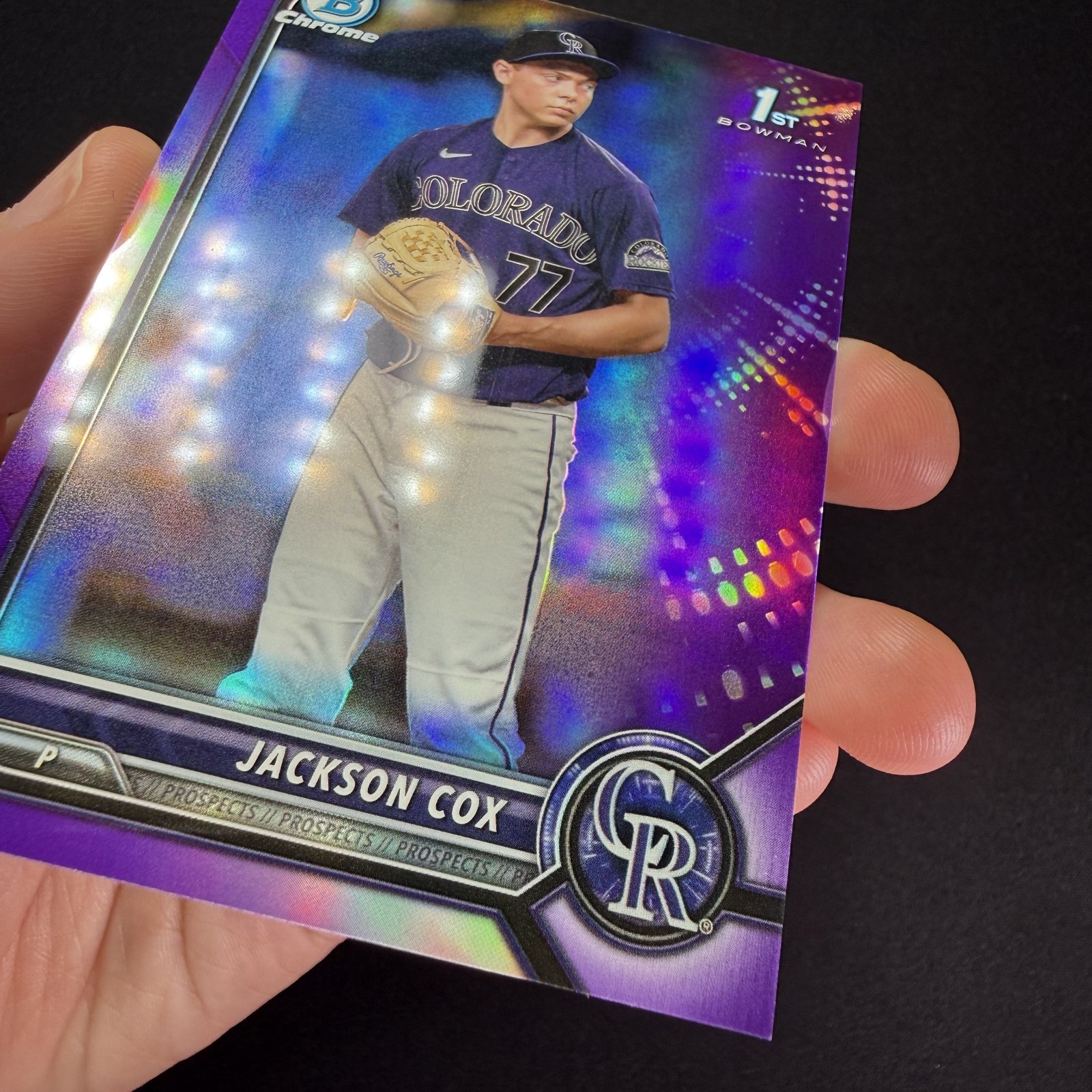 2022 Bowman Draft Jackson Cox 1st Purple Refractor /250 Colorado Rockies BDC-174