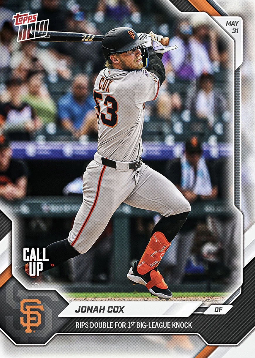 Jonah Cox 2026 Topps Now MLB Call Up Rookie Card 1st MLB HIT #274 PRE-SALE