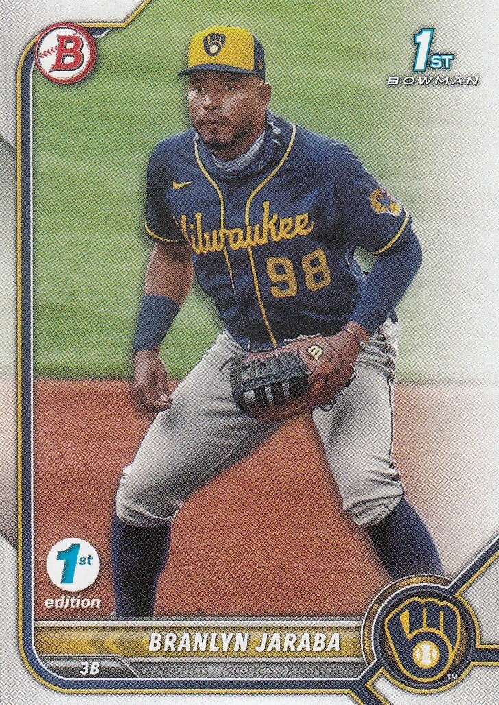 BRANLYN JARAVA BOWMAN 1ST EDITION PROSPECTS 1ST ROOKIE RC BREWERS #BPPF-15 2022