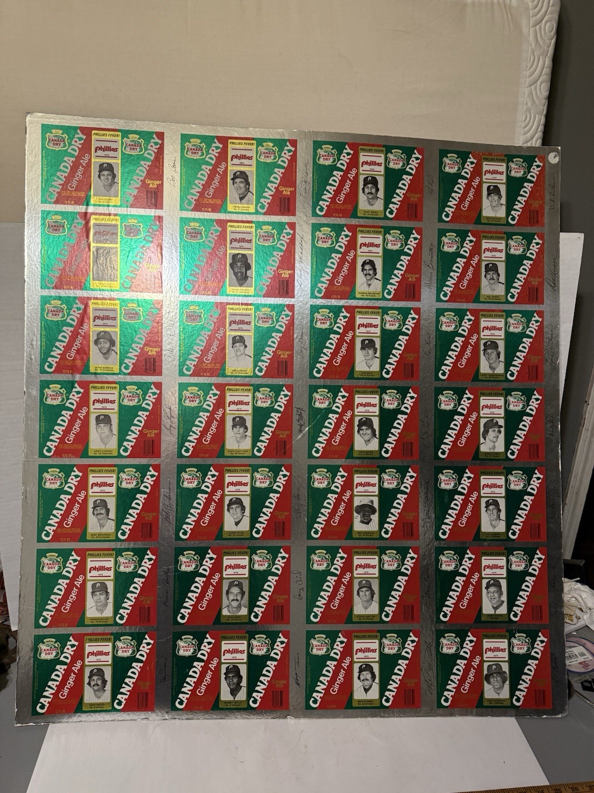 1979 Phillies Canada Dry Uncut Sheet Pete Rose Steve Carlton Tug McGraw 37×34