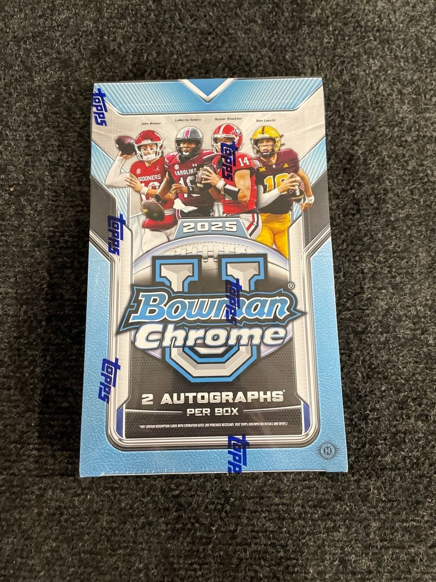 2025 Bowman University Chrome Football Hobby Box, Sealed Box is Worn