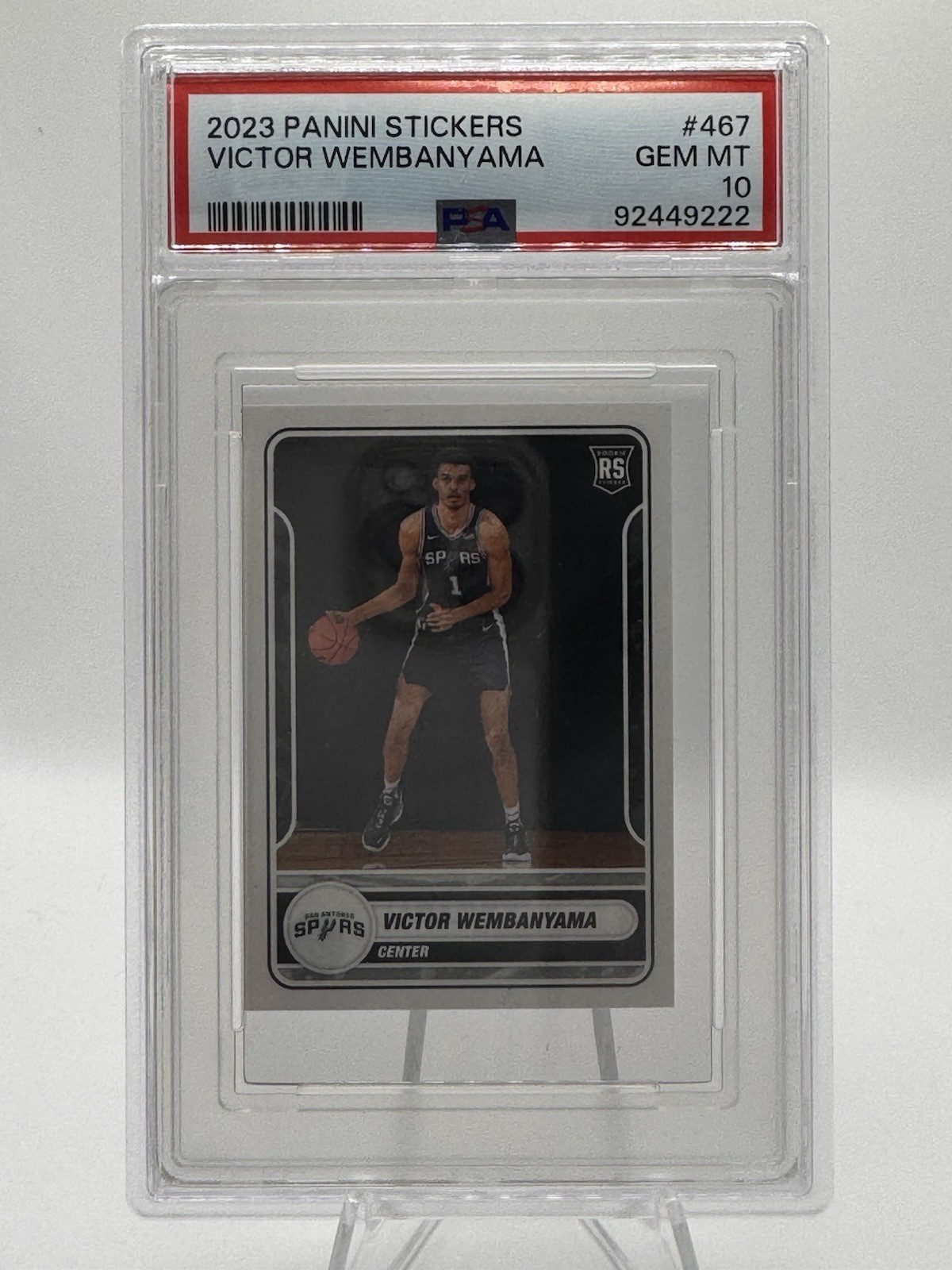 2023 VICTOR WEMBANYAMA Panini Stickers #467 RC Spurs RARE PSA 10 POP 6