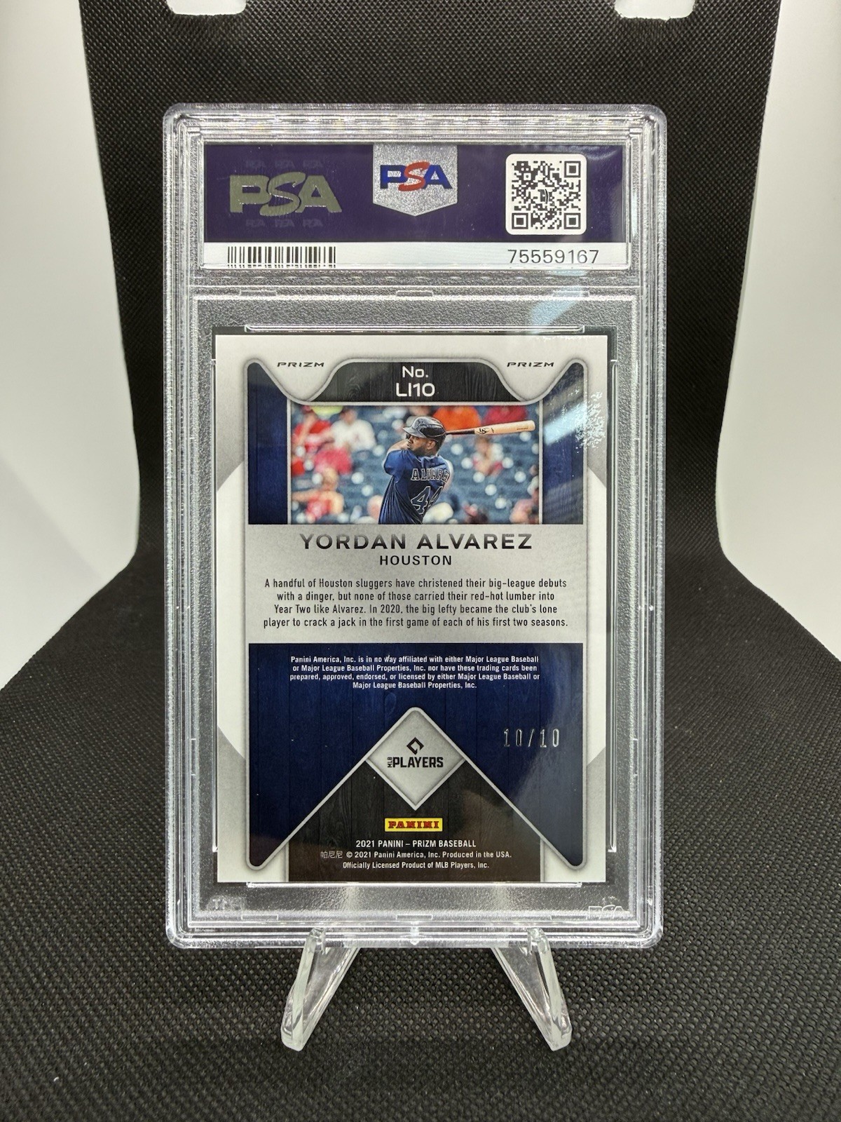 2021 Panini Prizm Yordan Alvarez Lumber Inc. Gold Prizm /10 #LI10 PSA 10