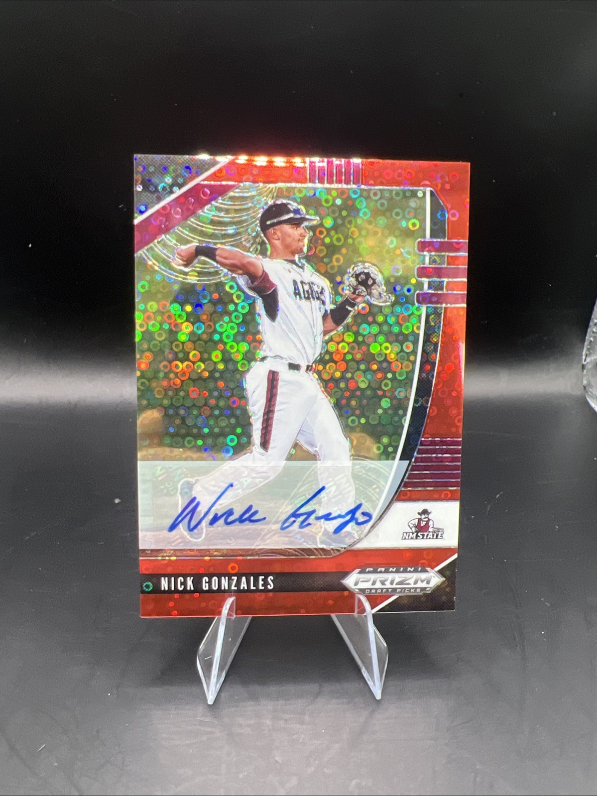 2023 Panini Prizm Draft Picks Auto #PDP7 Nick Gonzales Red Donut Prizm 47/75