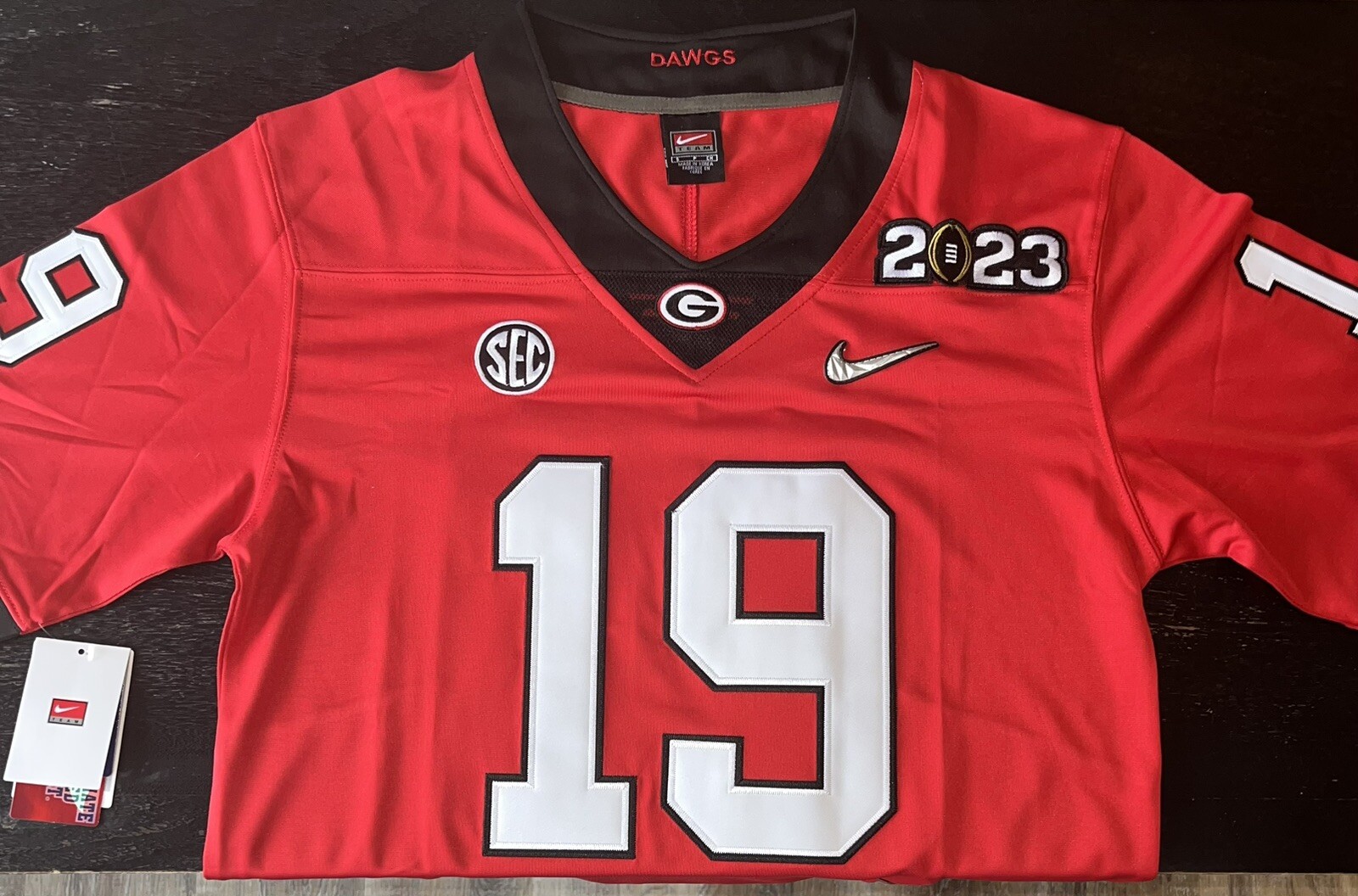 Brock Bowers Georgia Red Jersey Bulldogs Playoff Patch Stitched 19 All Sizes NWT