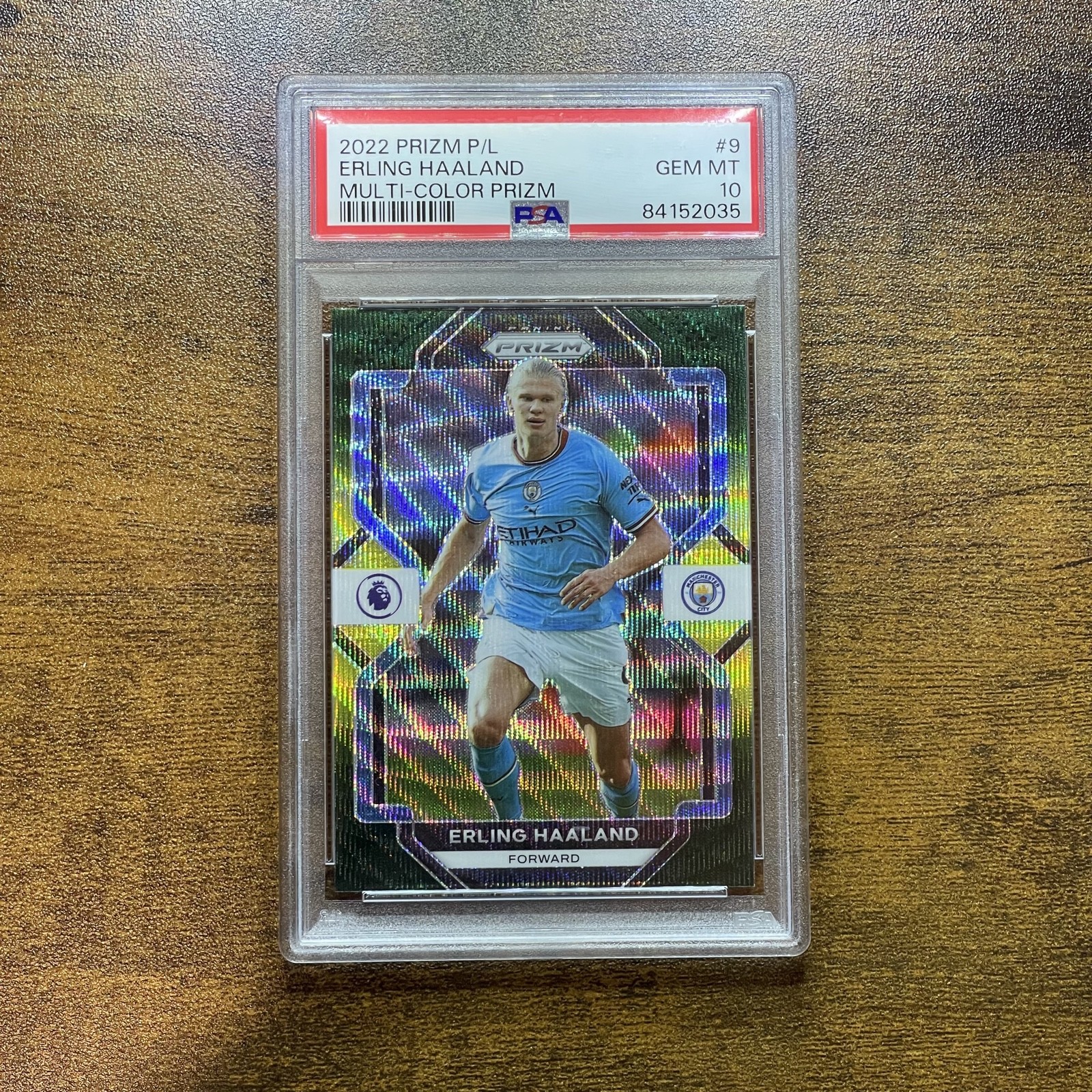 2022-23 Panini Prizm Premier League – Erling Haaland #9 Multi-Color Prizm PSA 10