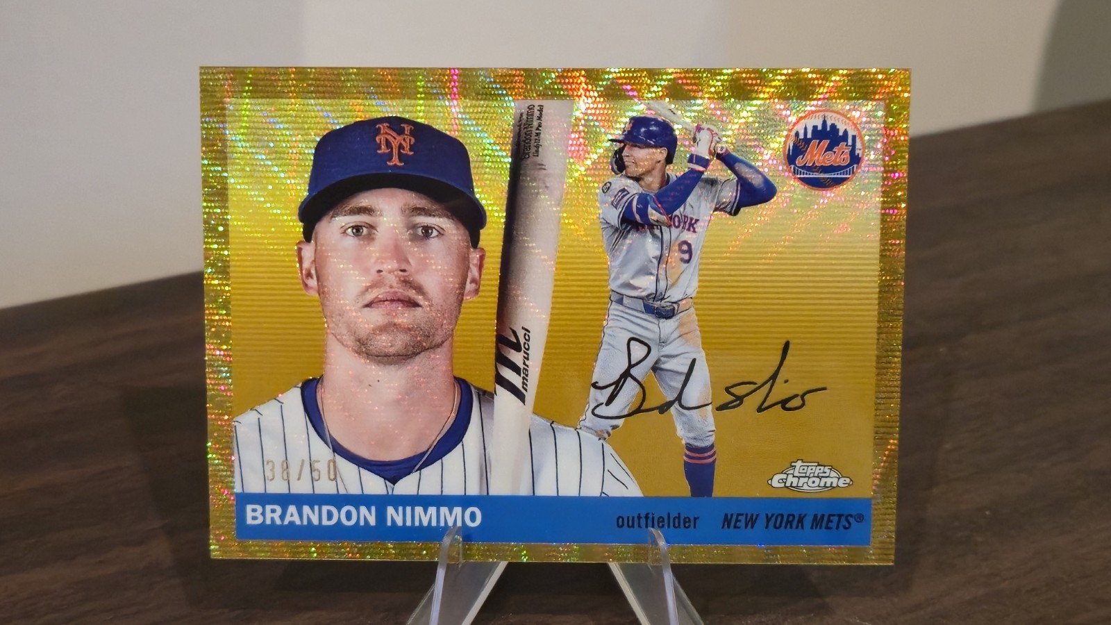 2025 Topps Chrome Platinum Brandon Nimmo /50 Gold Wave Refractor New York Mets