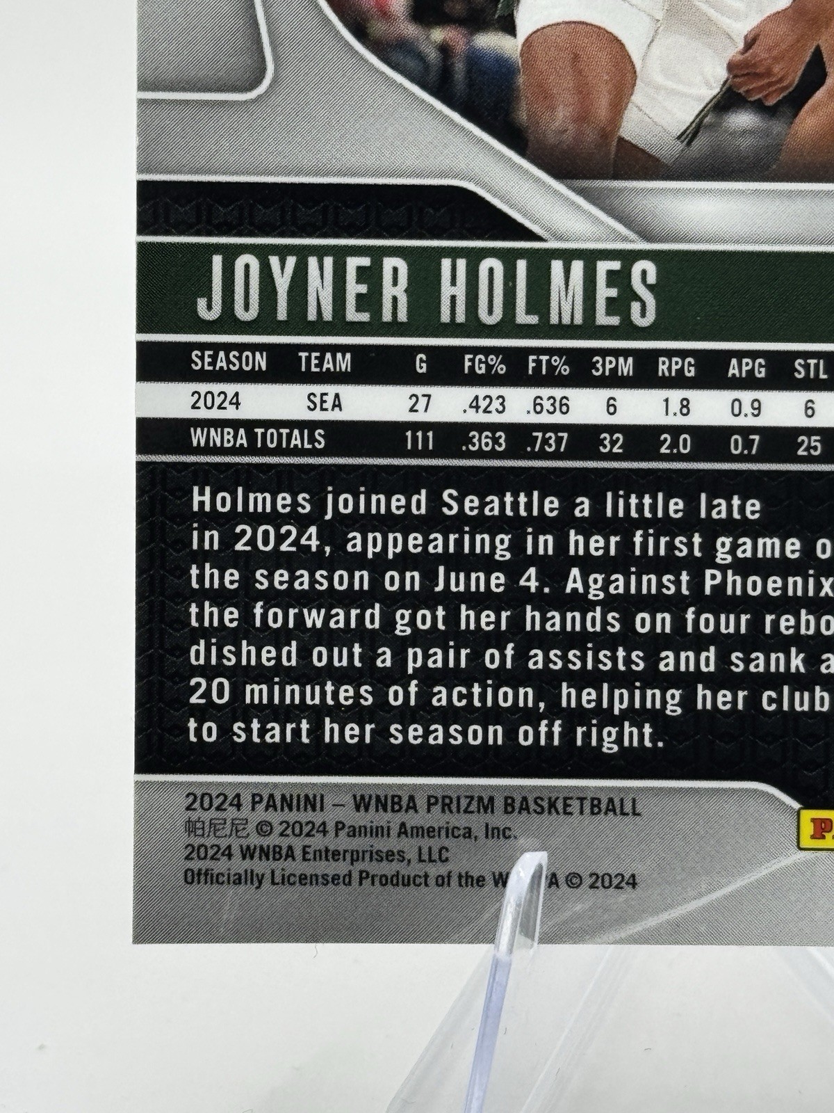 ❄️ 2024 WNBA Panini Prizm – Joyner Holmes #9 ICE Prizm Seattle Storm