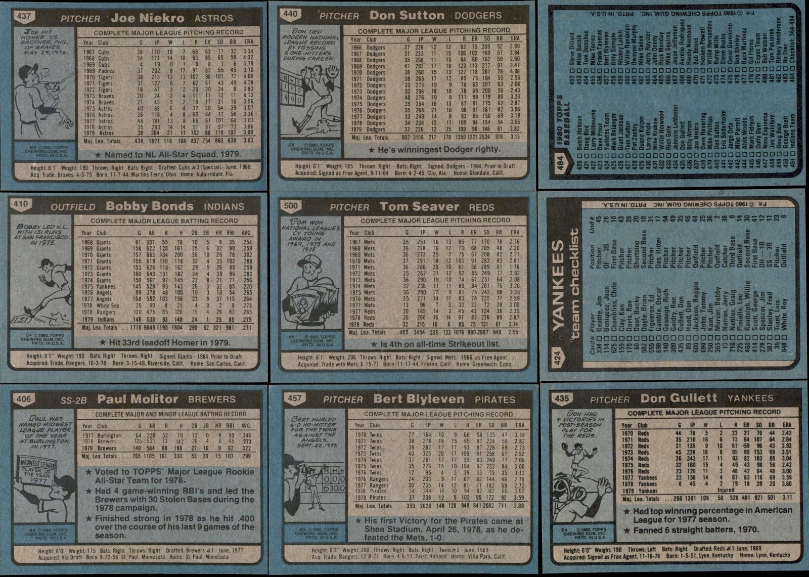 1980 Topps Baseball Complete Your Set #401-500 You Pick!