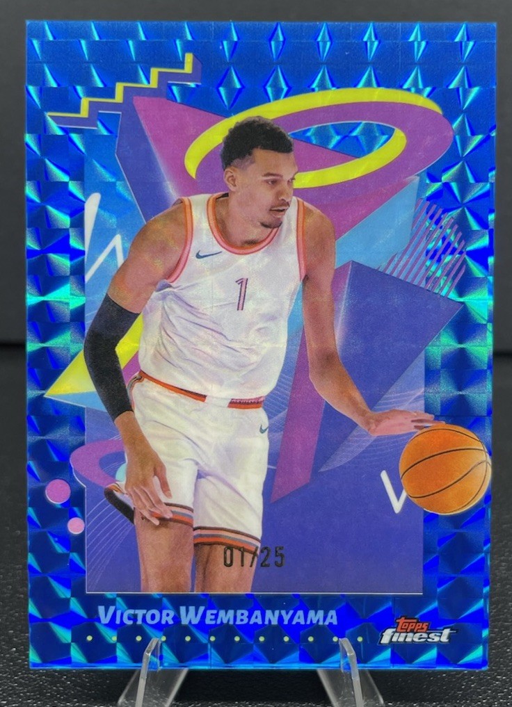 2024-25 Topps Finest – Victor Wembanyama 1/25 JERSEY # MATCH Blue Geometric #285