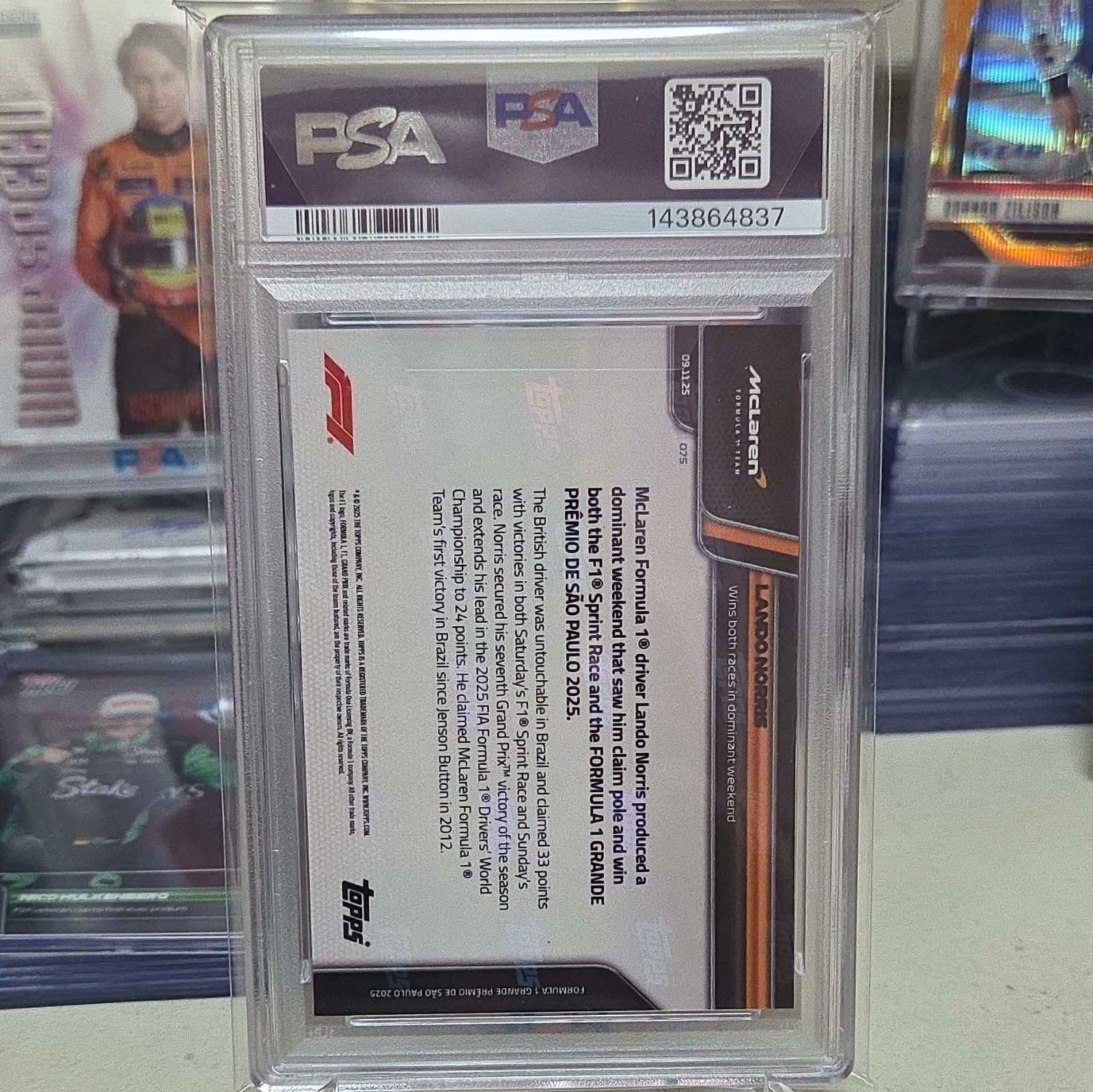 Topps 2025 Topps Now Formula 1 Lando Norris #75 Red Foil /5 PSA 9