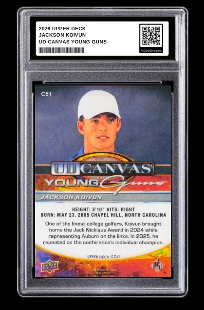 2026 Jackson Koivun Upper Deck UD Canvas Young Guns Rookie Card #C51 Graded 10
