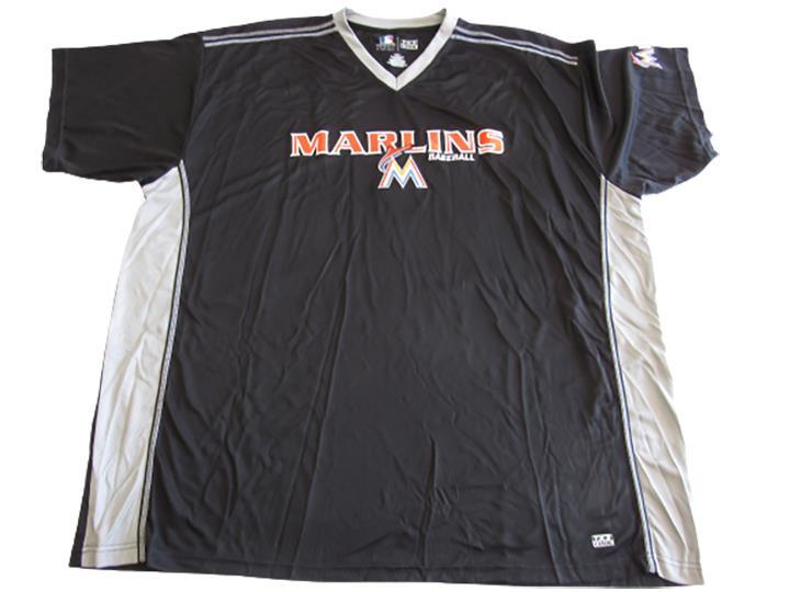 NEW Miami Marlins Baseball Mens Sizes 3XL-4XL Black TX3Cool Polyester Shirt