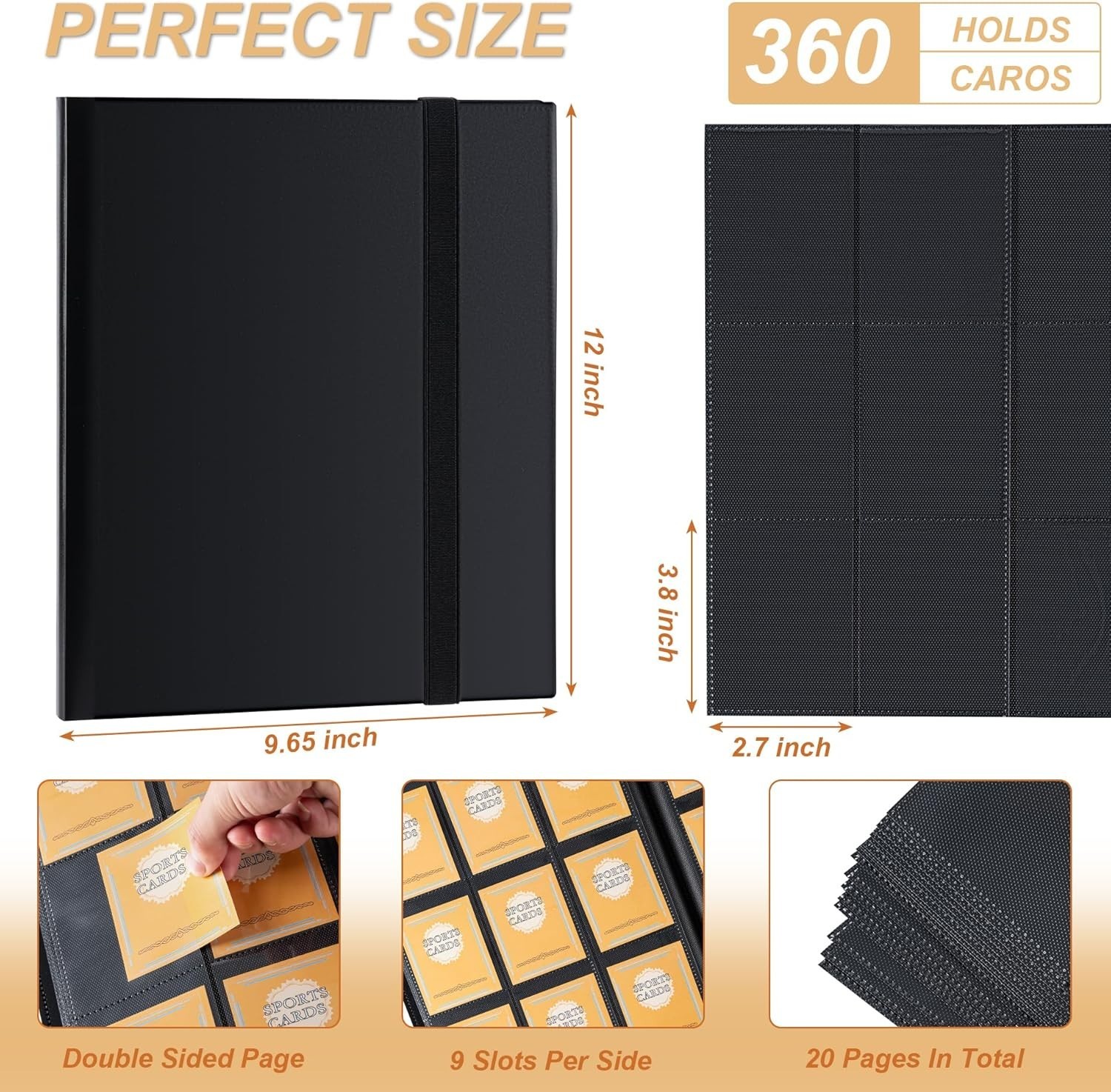 Toploader Binder, Holds 288 Toploaders, 9 Pocket Top Loader Binders