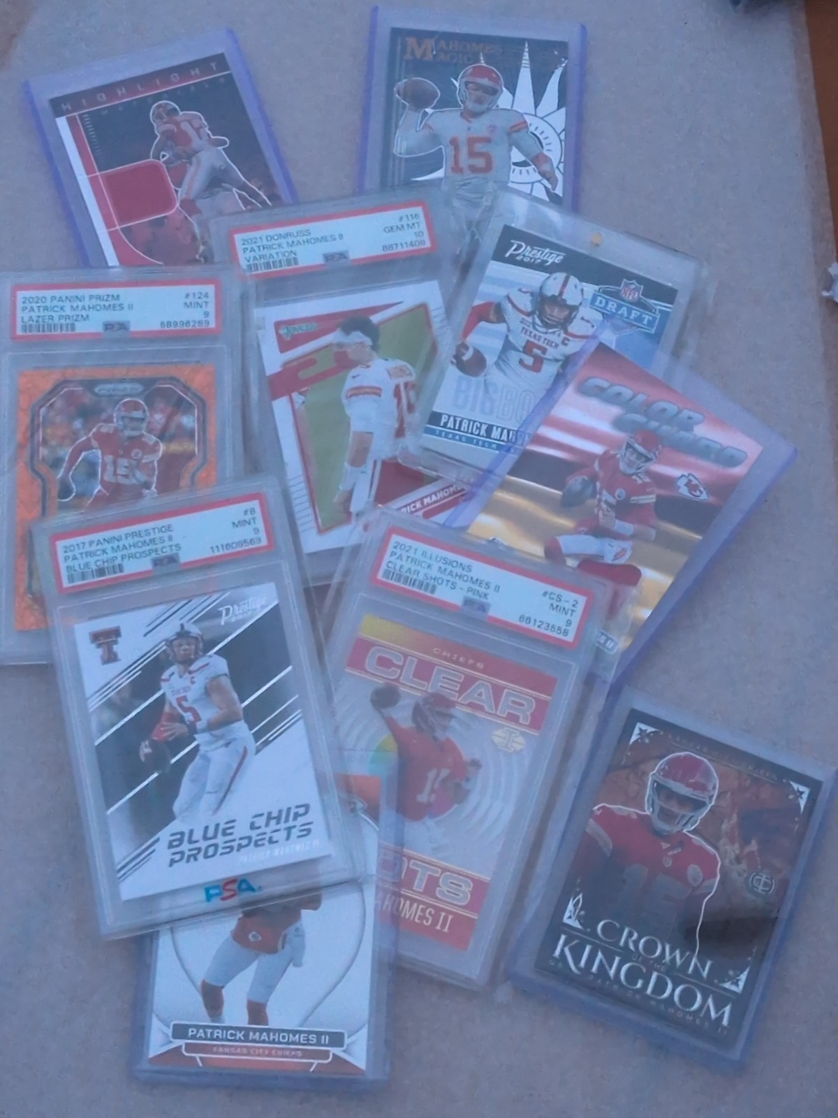Patrick Mahomes Lot 4 PSA Slabs 1 /399) 1 PSA Rookie 1 Raw, 2 Patch 45 Total