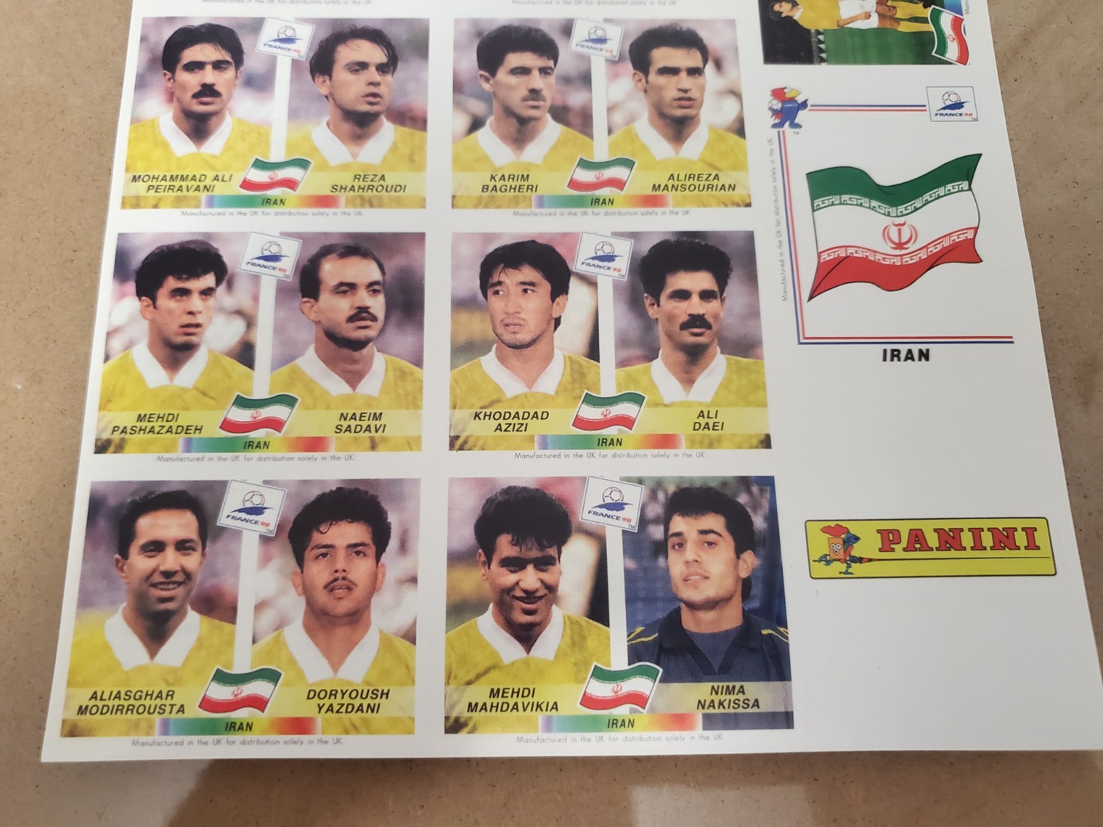 Complete Set Iran Panini Album WC WM France 98 1998 Original VERY RARE NEAR MINT