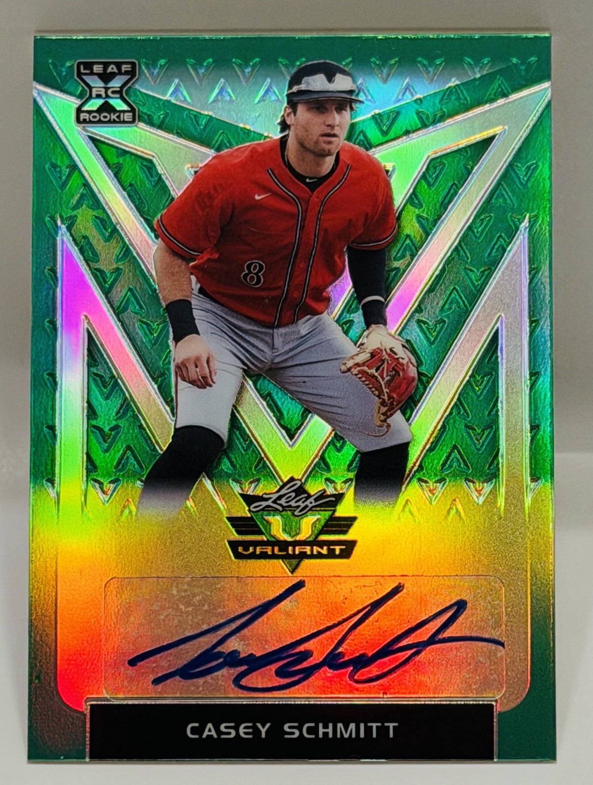 Casey Schmitt RC *27/99* Auto 2020 Leaf Valiant Green Refractor #BA-CS1 Giants