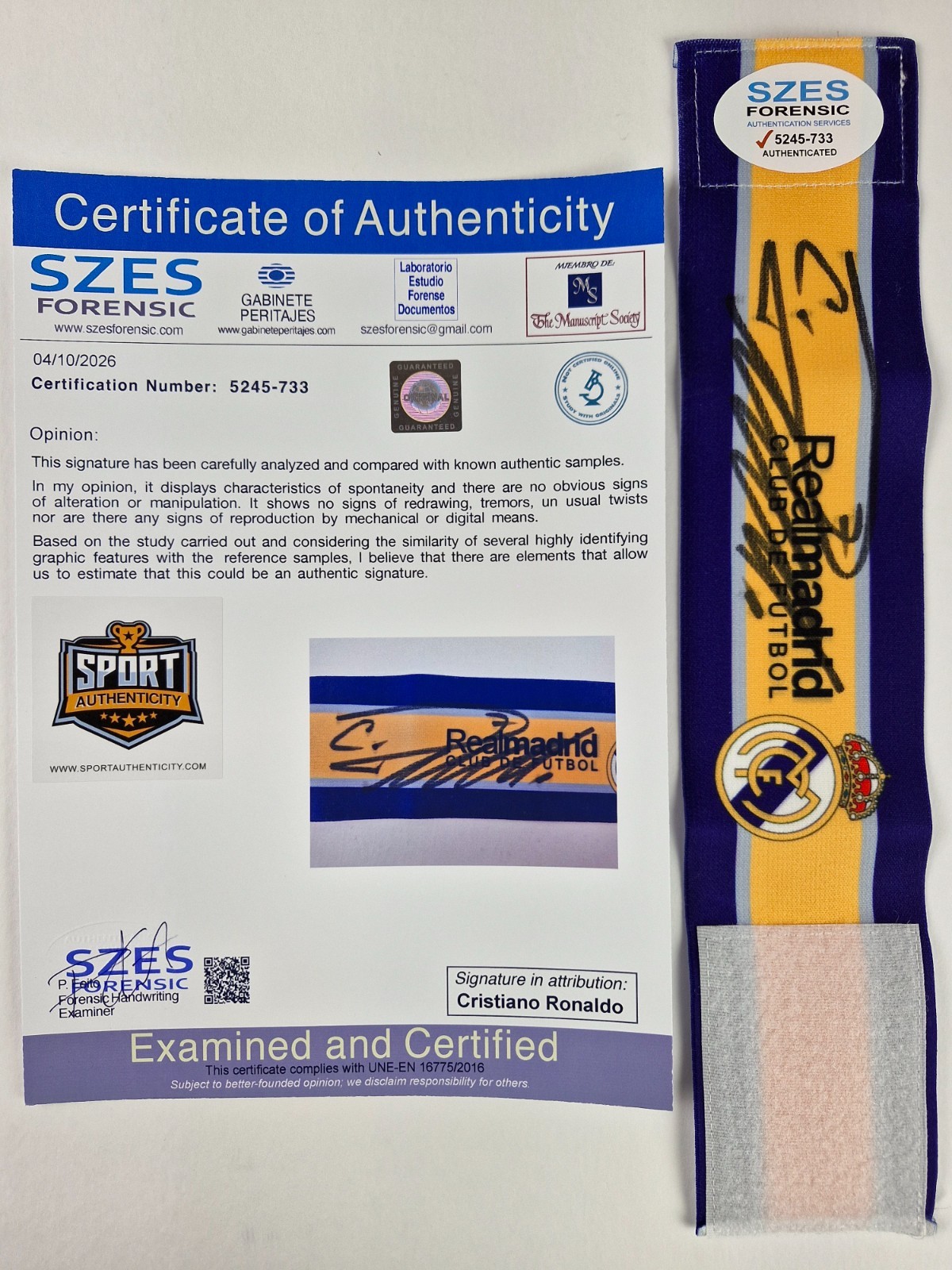 Lionel Messi+Cristiano Ronaldo captains armbands Hand Signed W/COA+Free shipping
