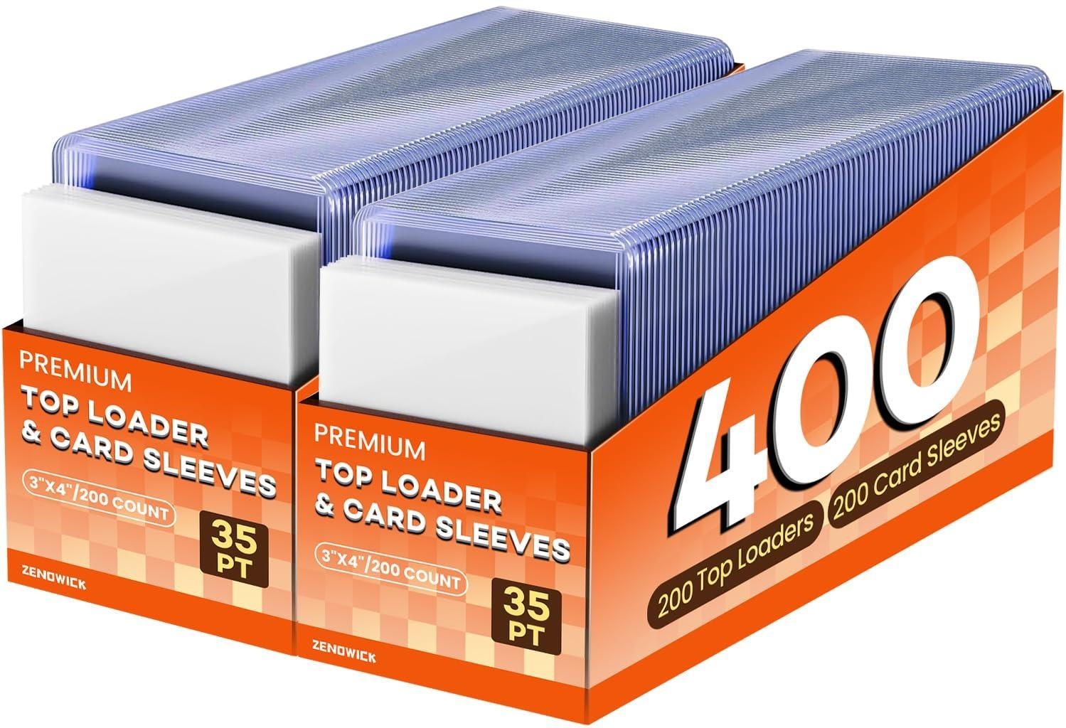 400 Trading Card Sleeves & Holders – 200 Hard 3″x4″ Toploaders + 200 Soft Penny.