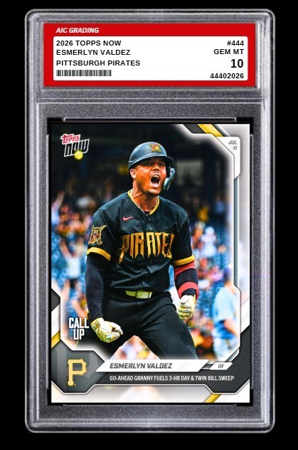 2026 Esmerlyn Valdez Topps NOW Rookie Card #444 Pirates MINT Graded 10