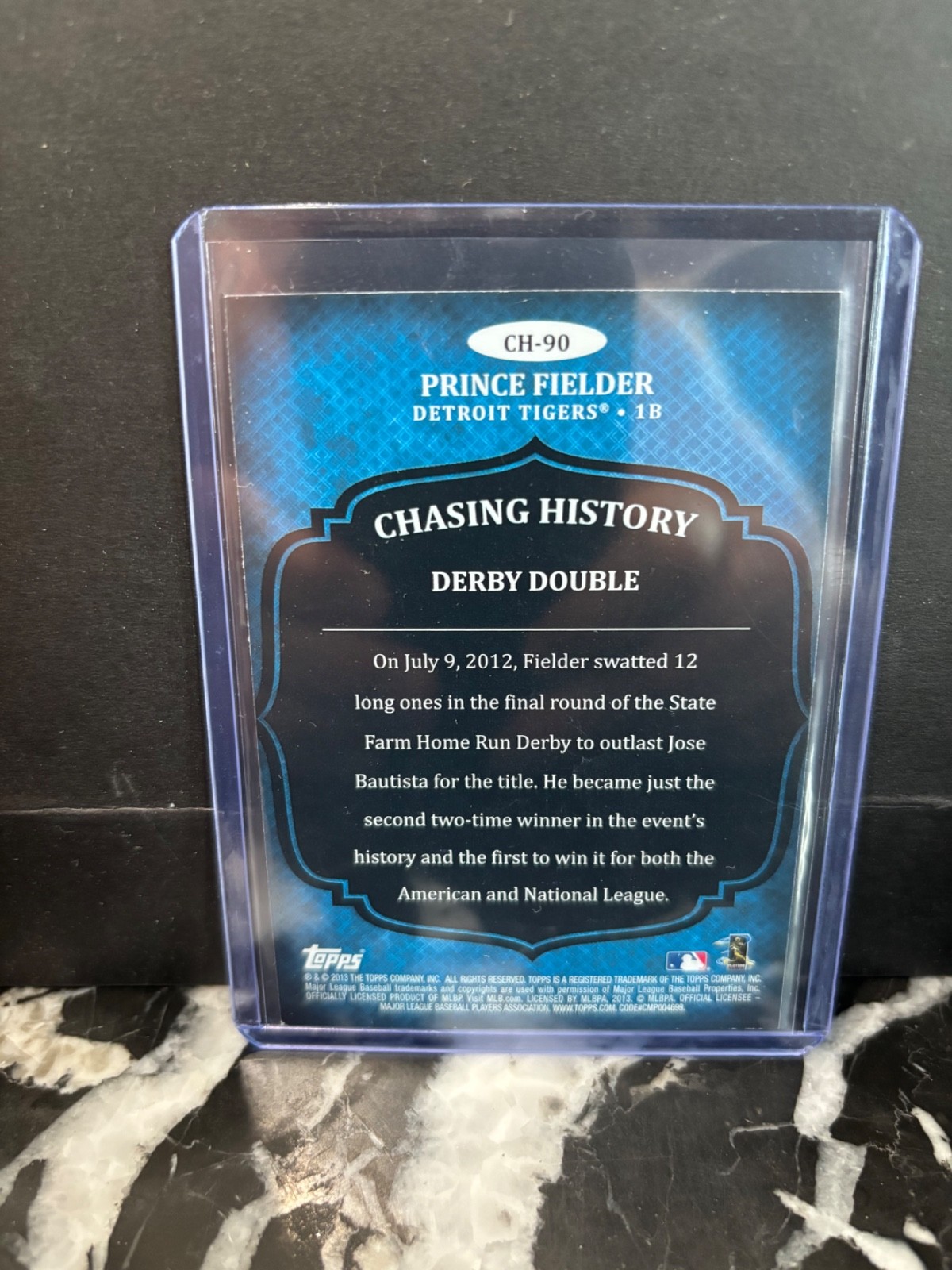 PRINCE FIELDER 2013 TOPPS CHASING HISTORY DERBY DOUBLE GAME USED #CH-PF