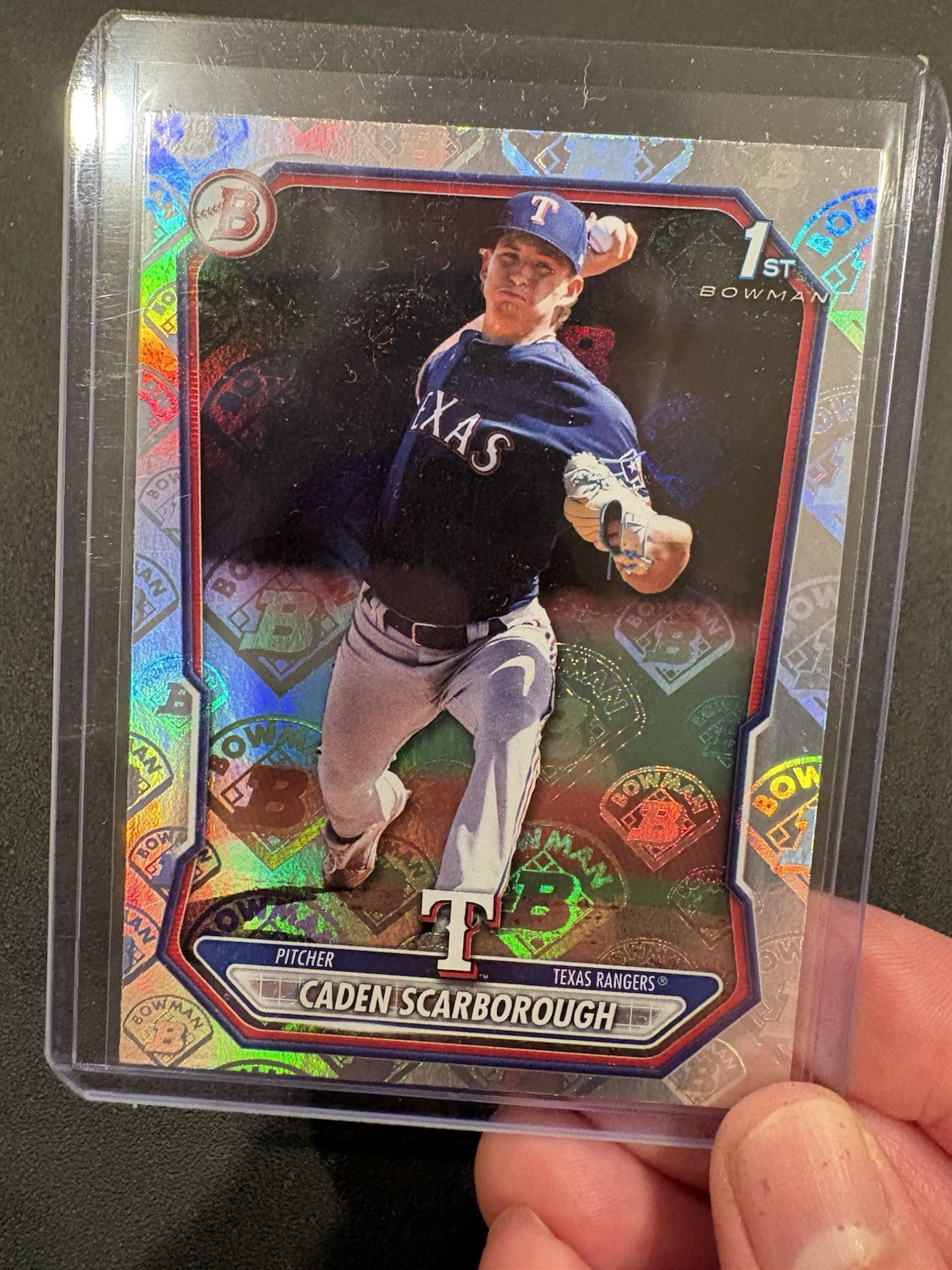 Caden Scarborough 2026 Bowman 1st Paper Prospects Bowman Logo Pattern SSP BP17