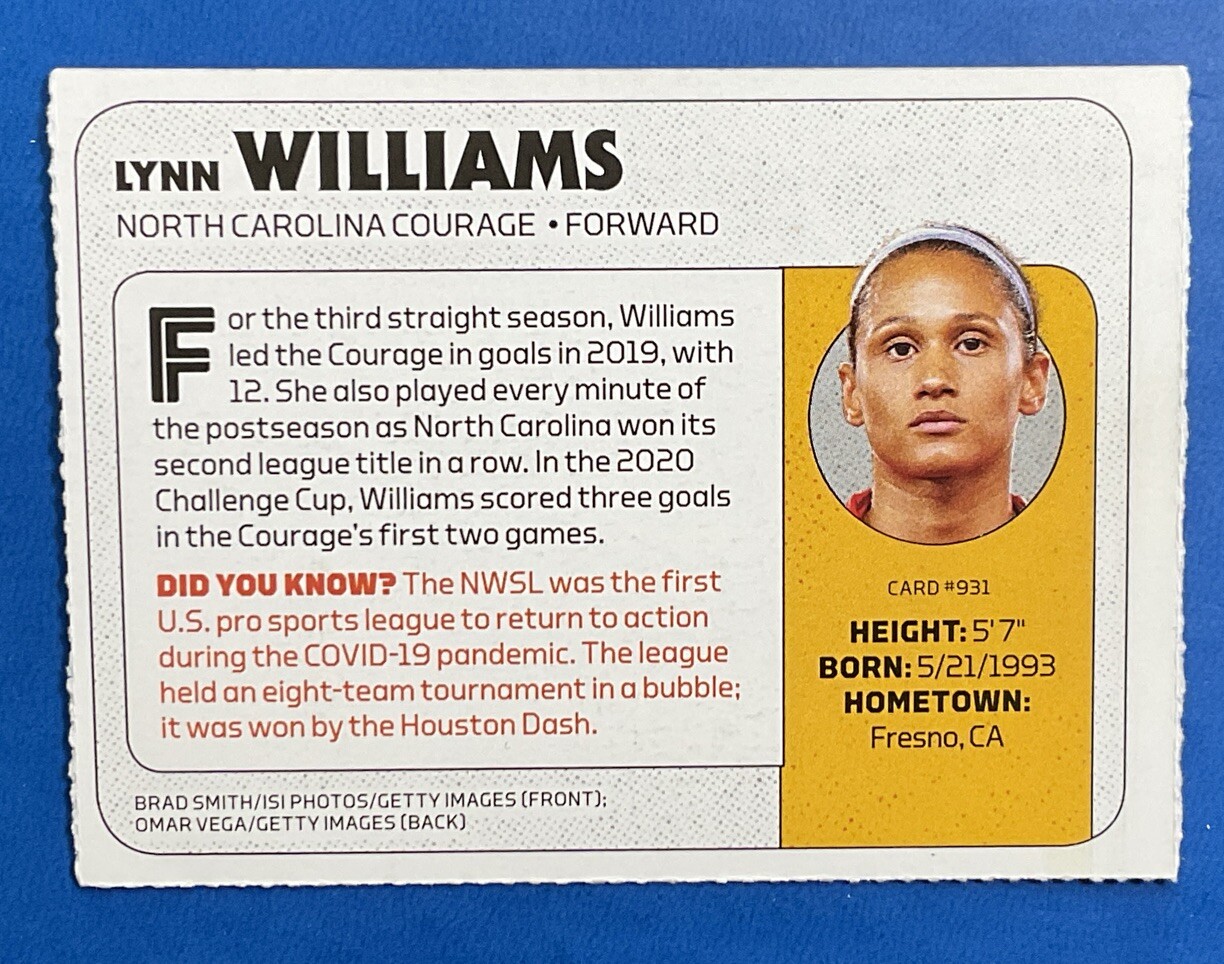 2020 Sports Illustrated Kids LYNN WILLIAMS #931 NC Courage USWNT