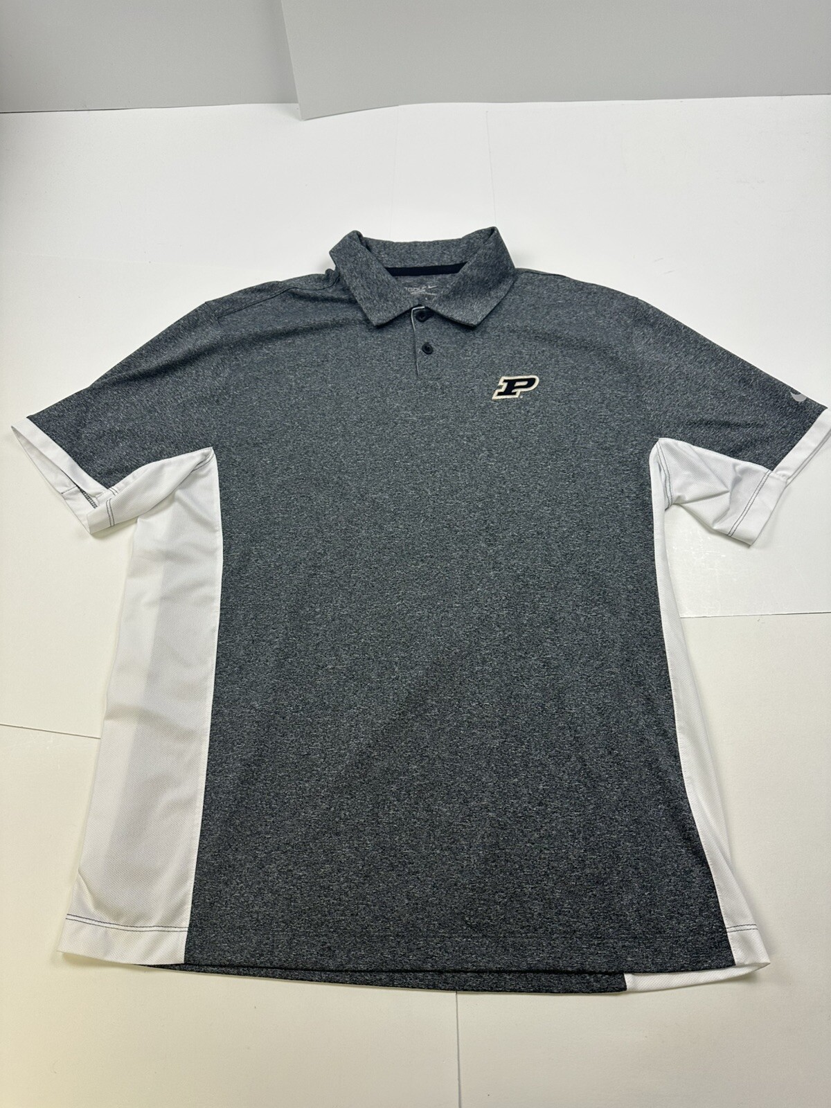 Purdue University Polo Shirt Gray Nike Swoosh Men’s Large Boilermakers