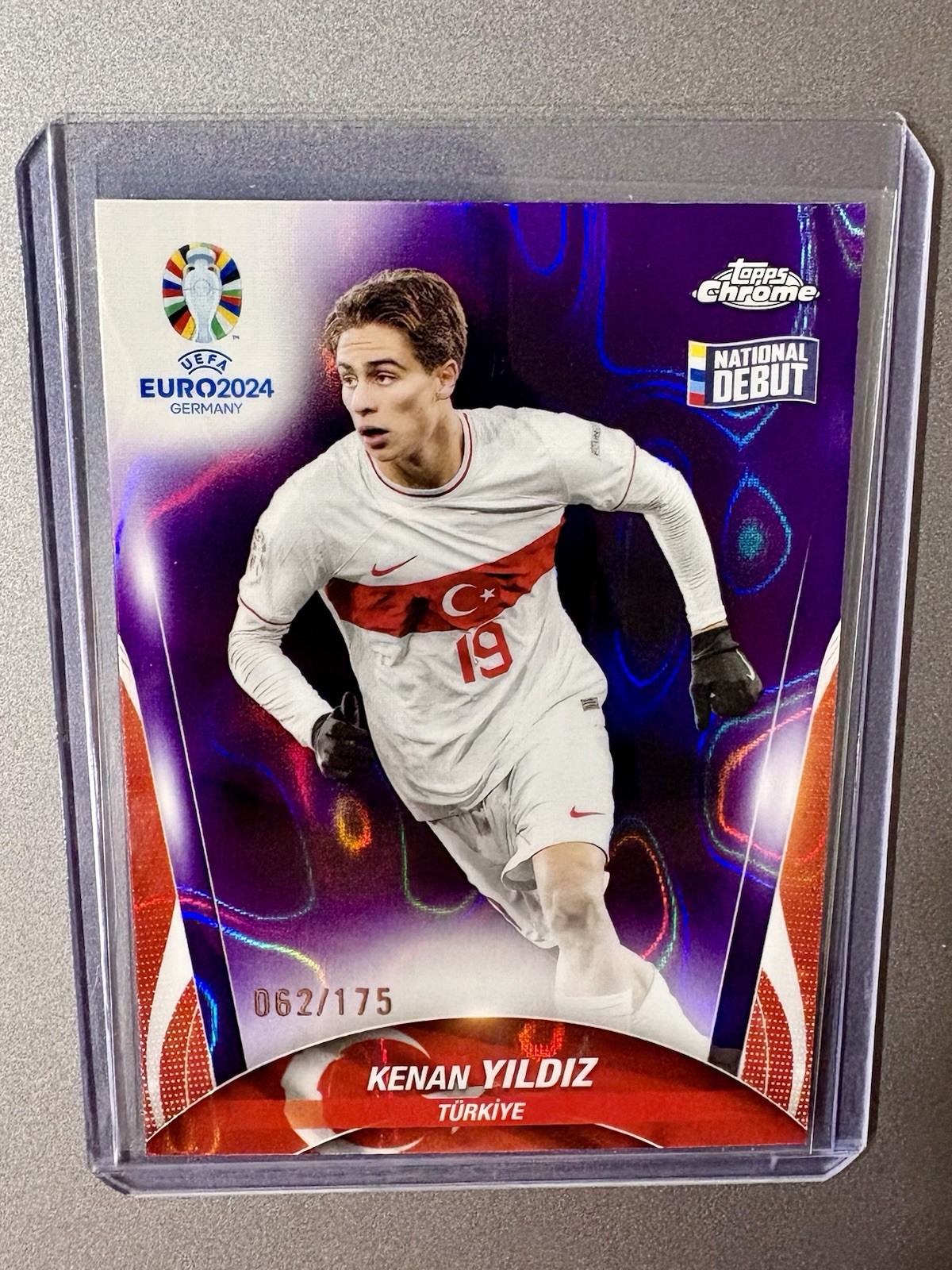 2024 Topps Chrome UEFA Euro Kenan Yildiz Purple Lava Refractor Rookie RC /175
