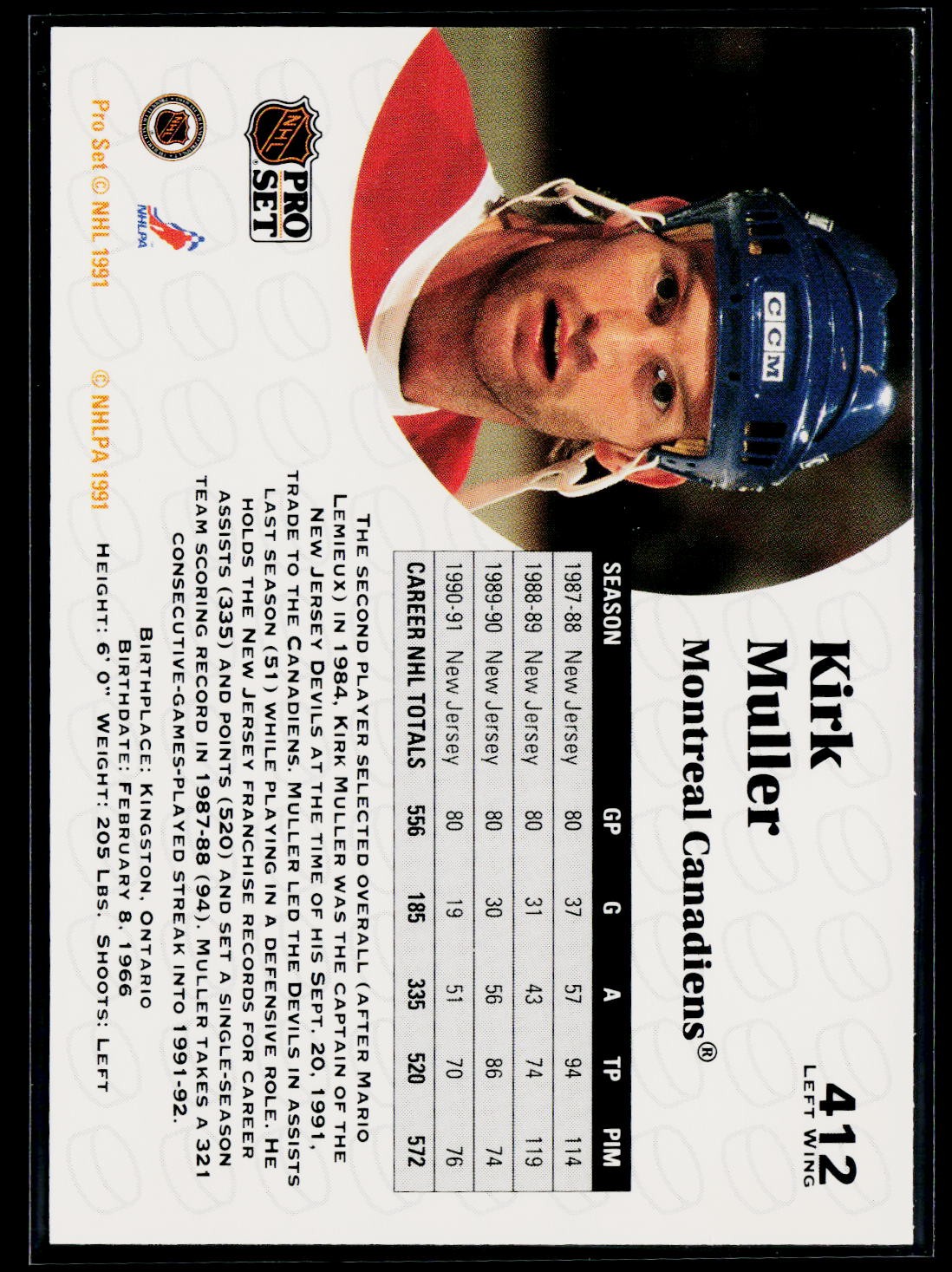1991-92 Pro Set #412 Kirk Muller