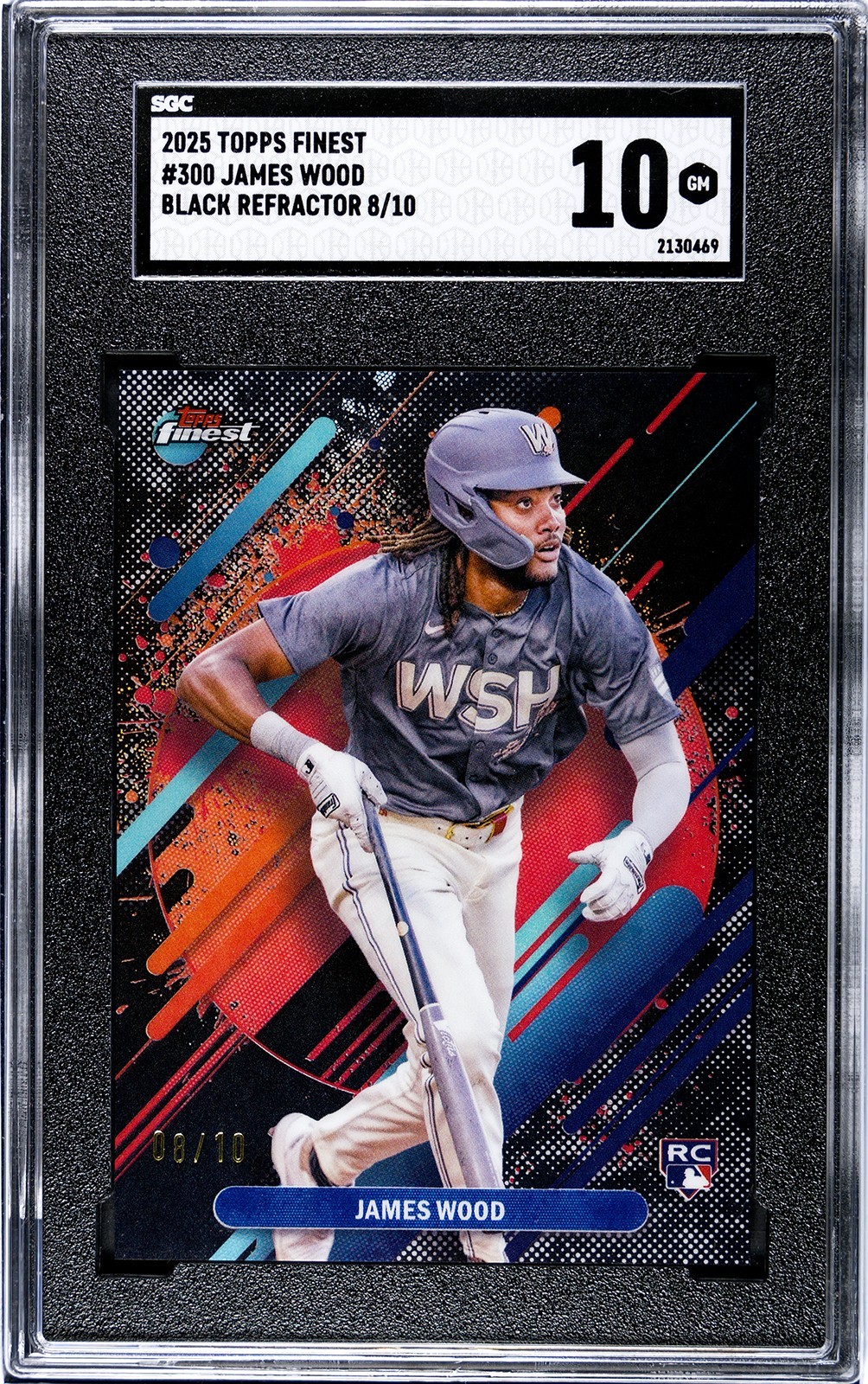 2025 Topps Finest JAMES WOOD – Black Refractor (RC) /10 SGC Grade 10 – Pop 1
