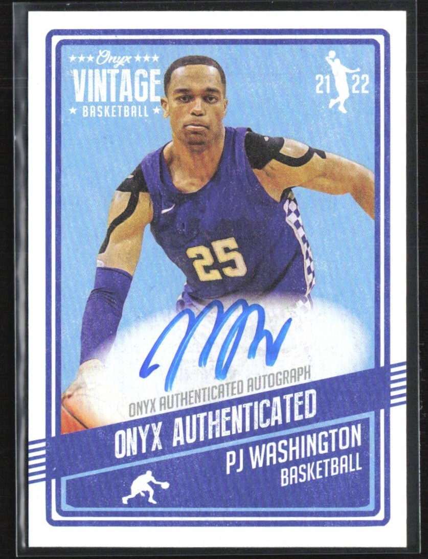P.J. Washington 2021-22 Onyx Vintage Signatures Blue Ink Auto #VAPW