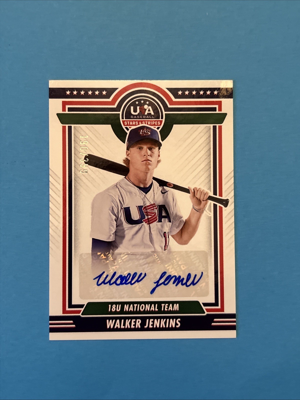 2022 Panini USA Baseball Stars & Stripes – Walker Jenkins Auto #18US-WJ /399