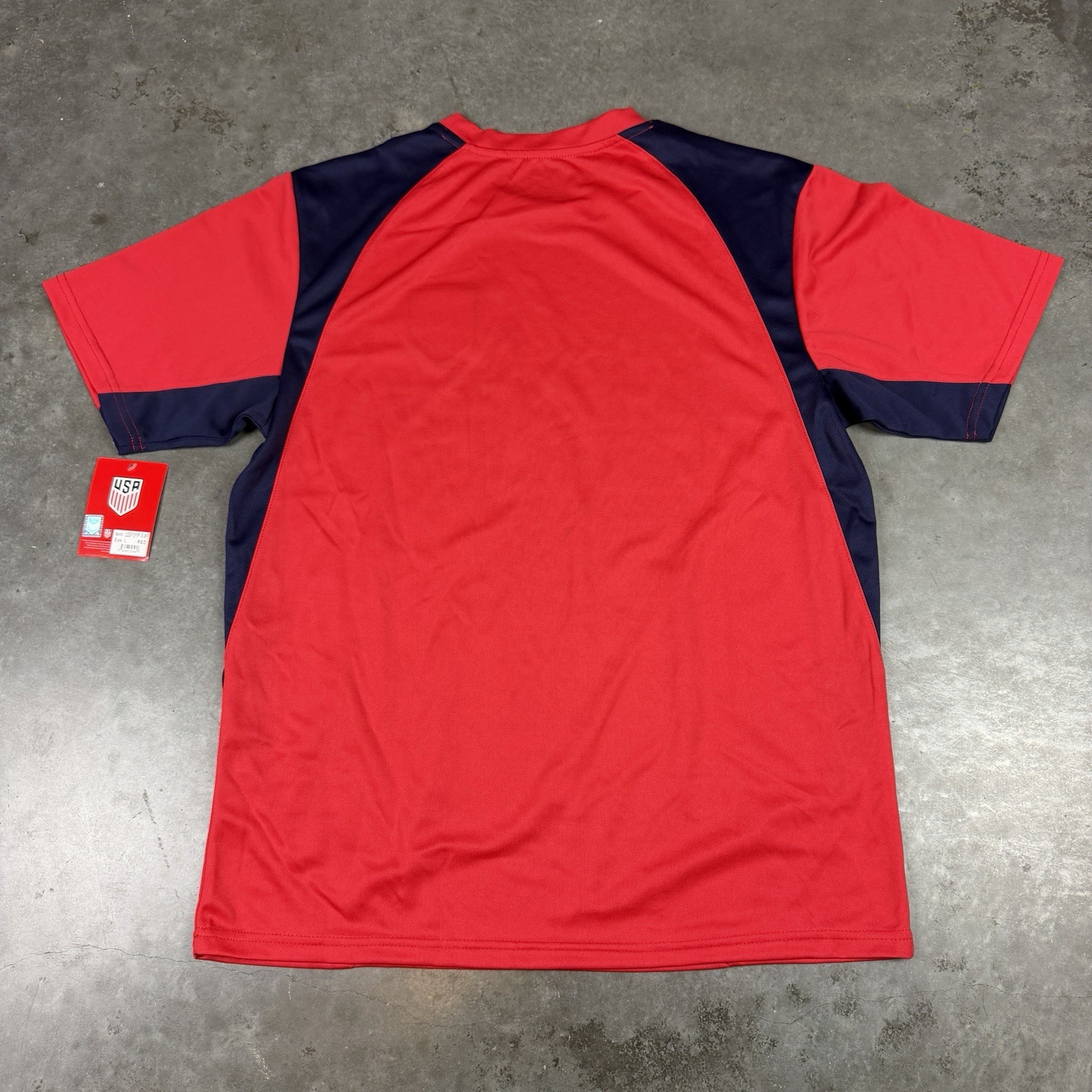 United States Soccer Jersey Mens Large Red Stretch Logo Quick Dry NWT