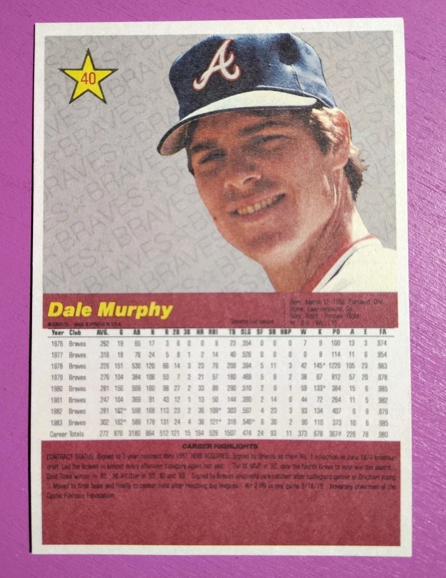 1984 Donruss Action All Stars – Dale Murphy #40