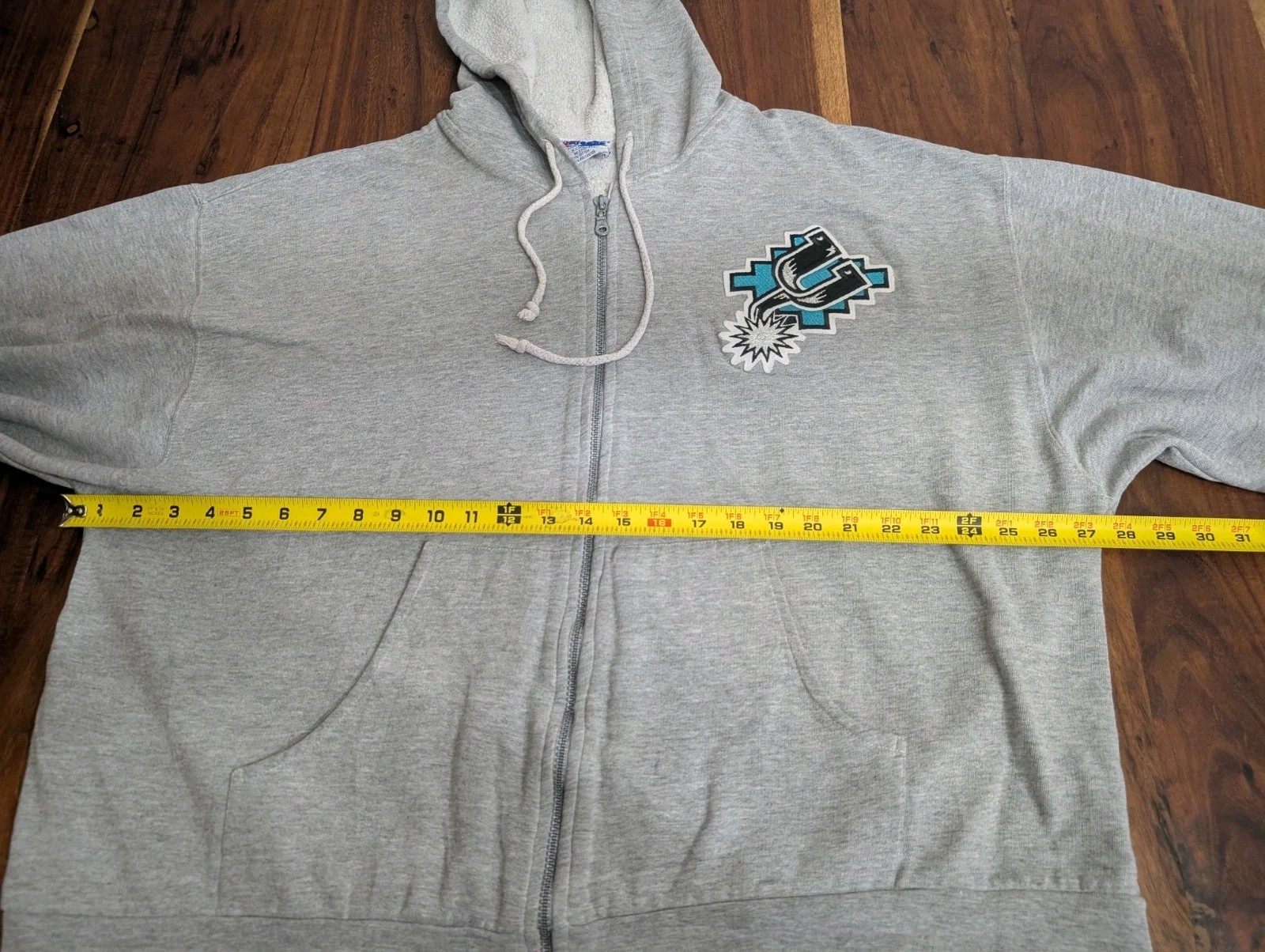 Vintage San Antonio Spurs Fiesta Logo Full Zip Hoodie Majestic XL Gray NBA
