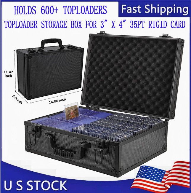 New Toploader Hard Case For 3″ x 4″ 35pt Sports Cards Storage Boxes Holds 600+