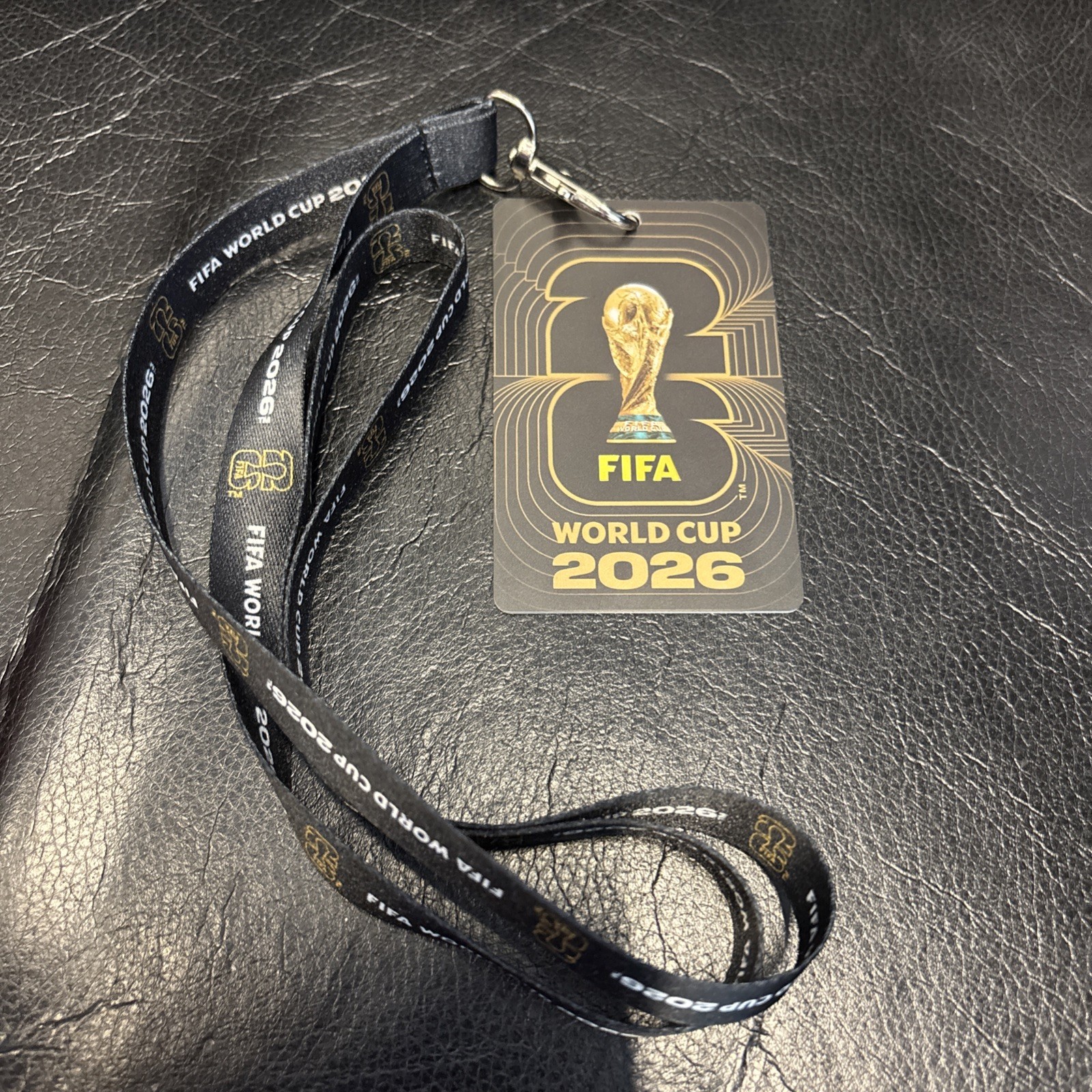 FIFA World Cup 2026 Soccer Lanyard w/ Fan ID Card, Black/Gold, One Size