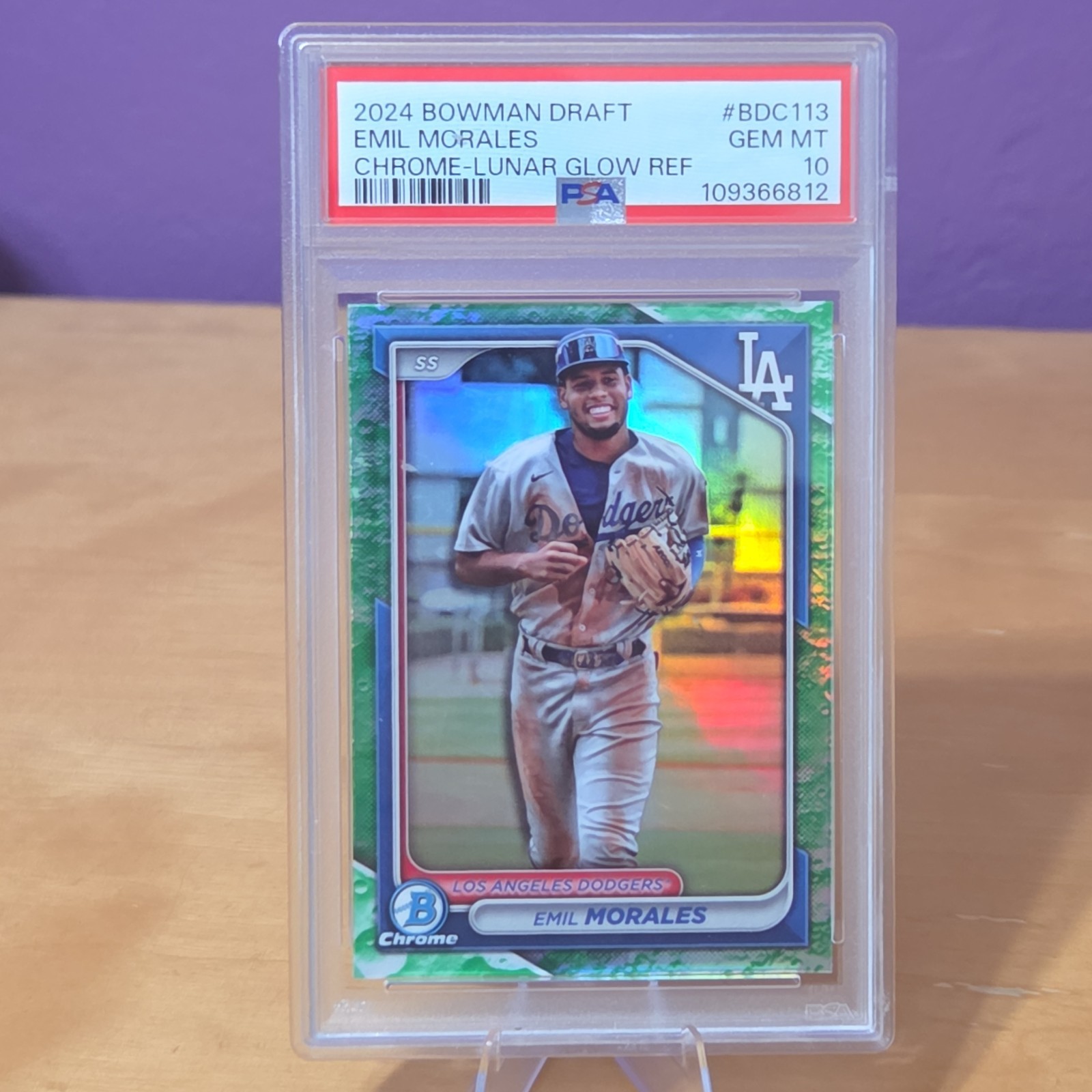 2024 Bowman Draft Chrome Emil Morales #BDC-113 Lunar Glow Refractor GEM MINT 10