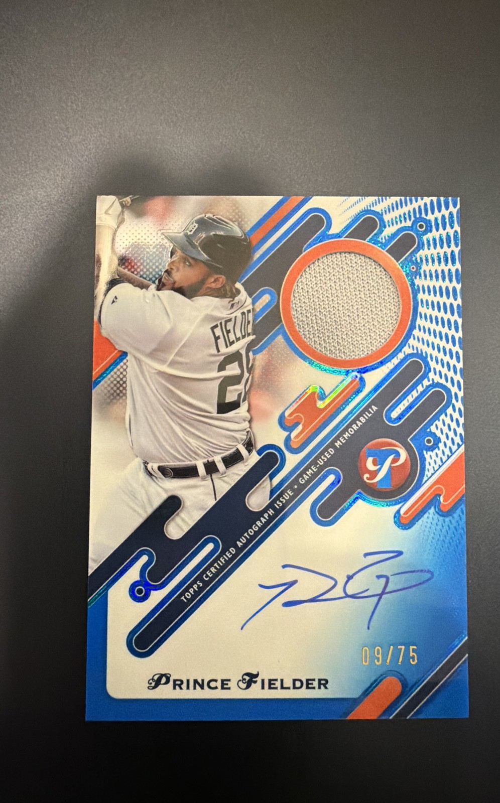 2025 Topps Pristine – Prince Fielder #PPAR-PF Blue Refractor /75 (AU, MEM)