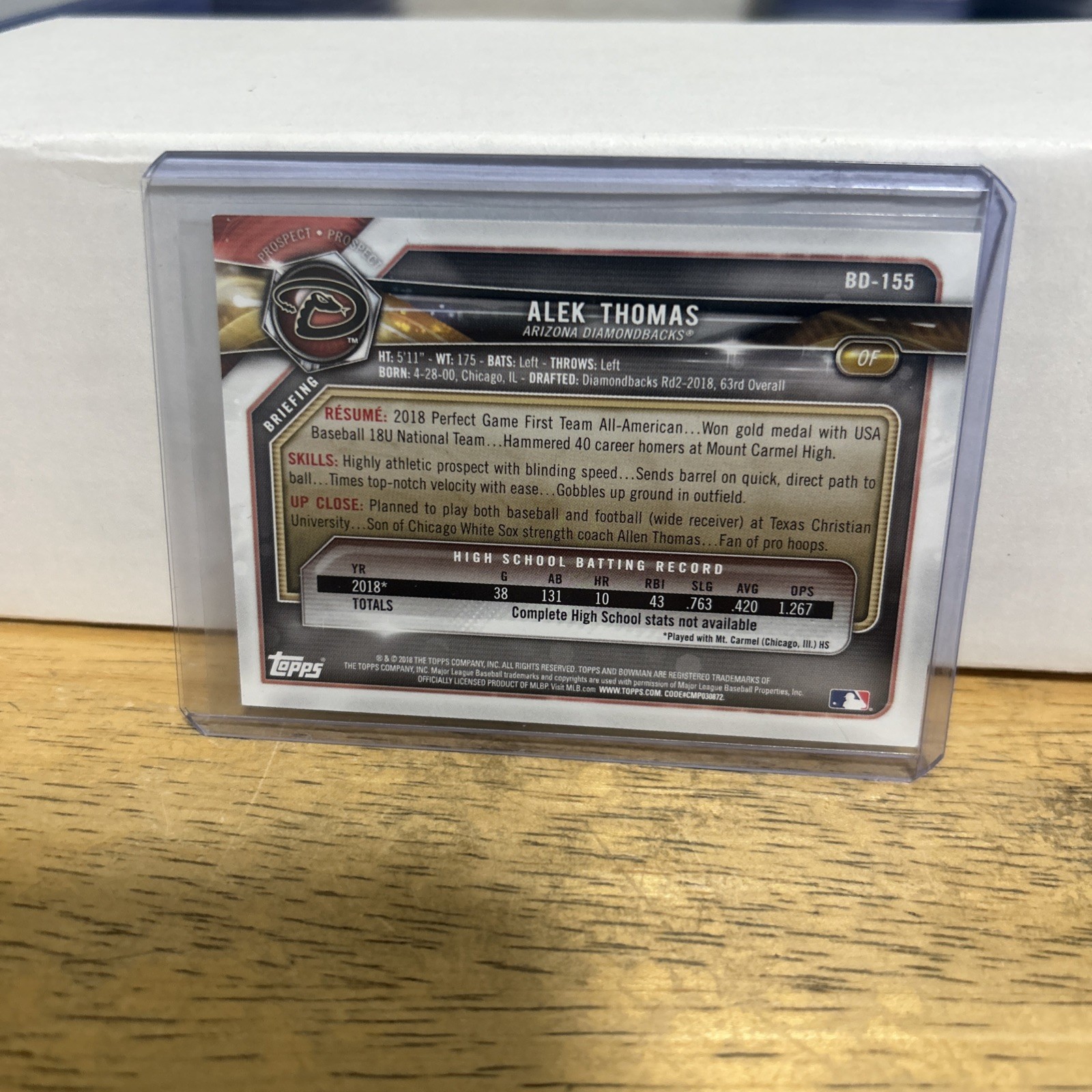 2018 Bowman Draft #BD-155 Alex Thomas – Sky Blue /499