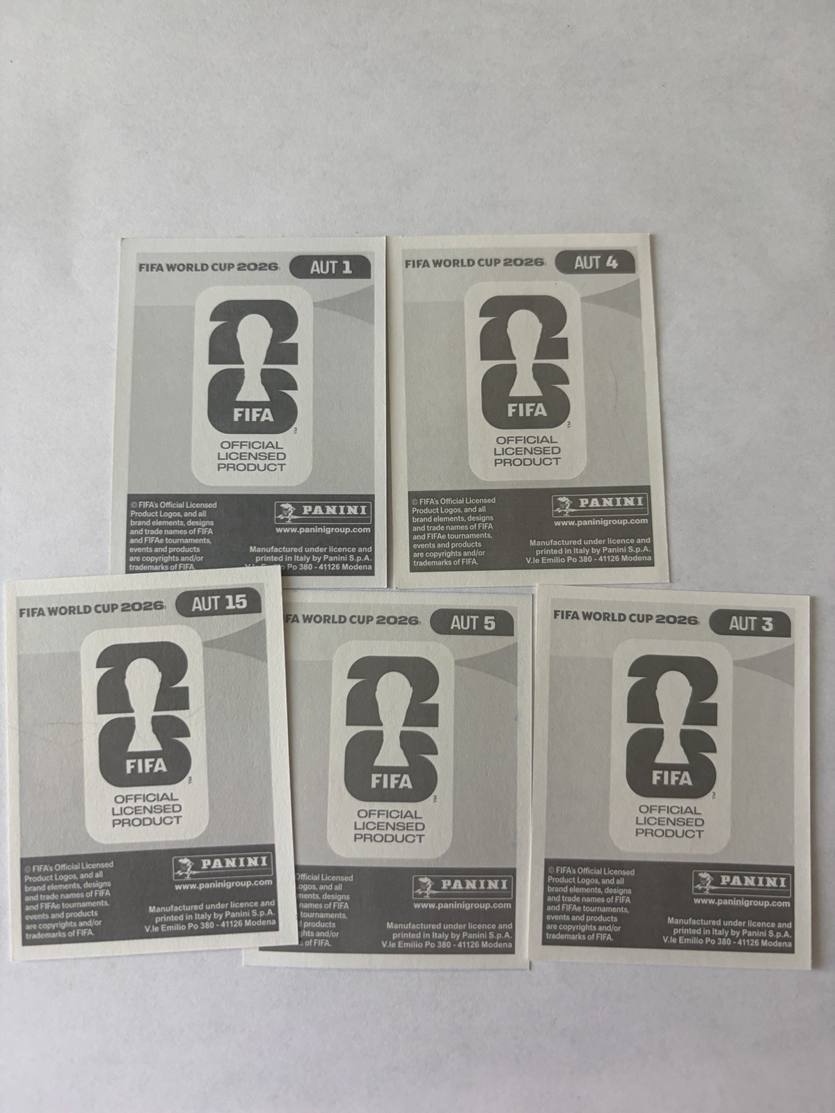 Panini FIFA World Cup 2026 Stickers – Austria Lot AUT1,3,4,5,15 Alaba